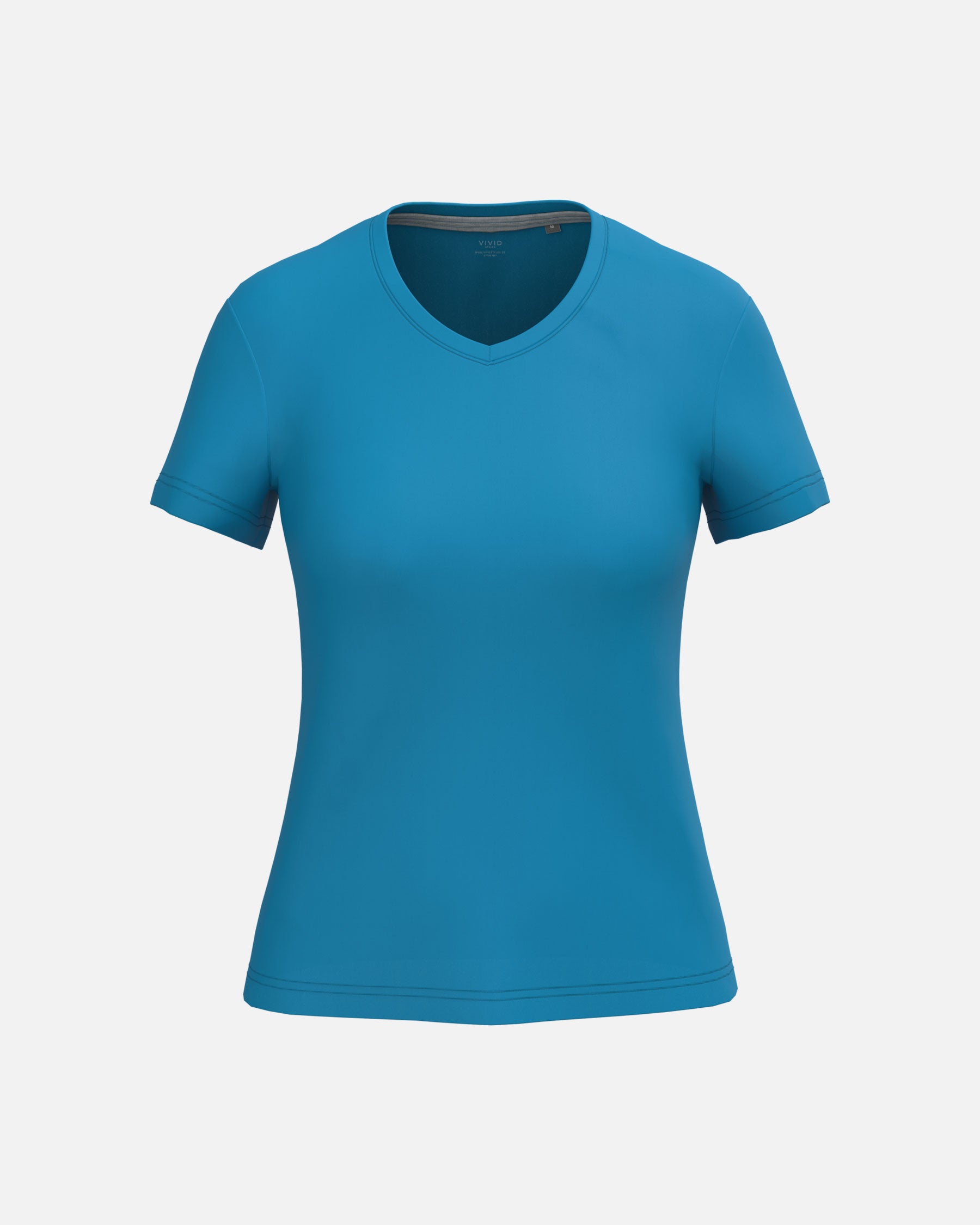Klassisches Damen T-Shirt mit V-Ausschnitt Tropical Blue von VIVID