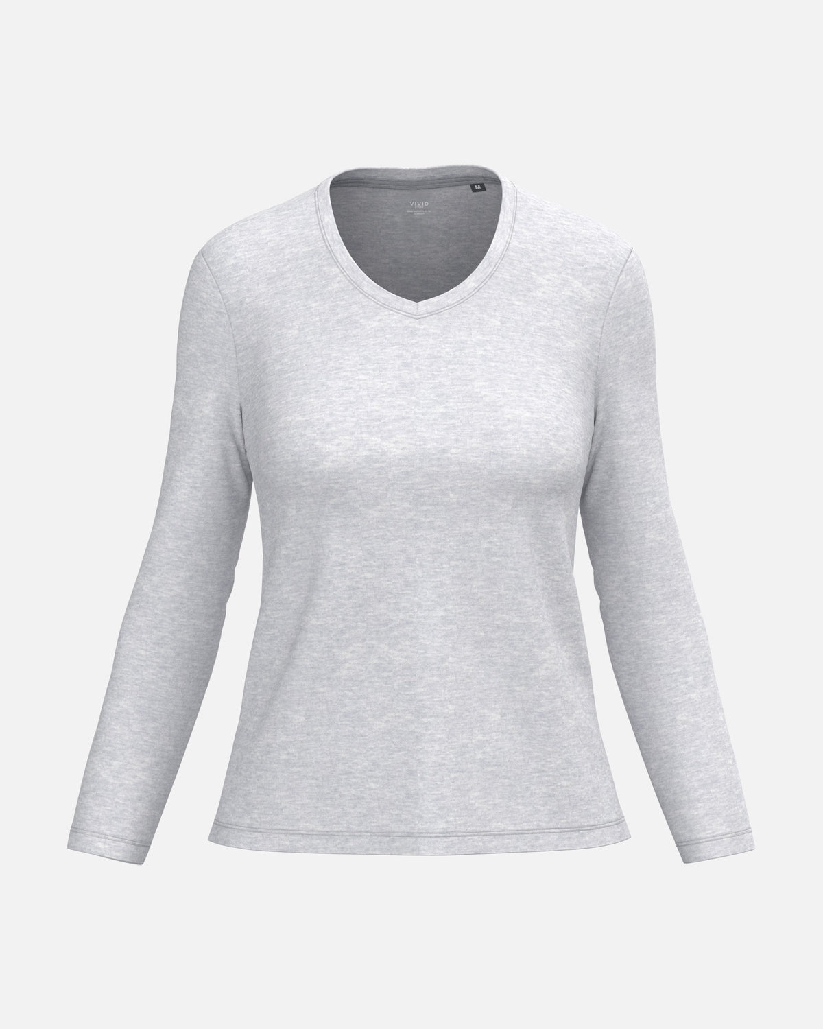 Klassisches Damen Langarmshirt mit V-Ausschnitt Ash Heather von VIVID