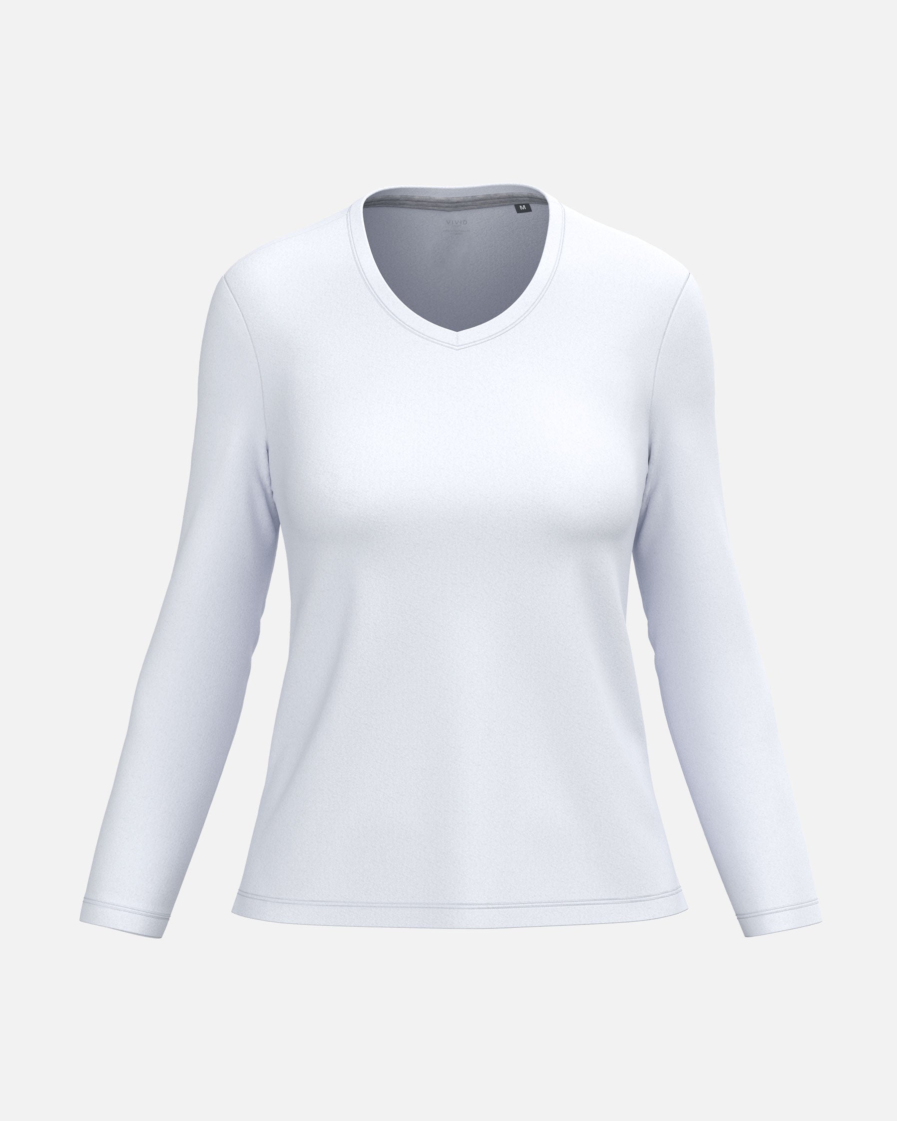 Klassisches Damen Langarmshirt mit V-Ausschnitt White von VIVID