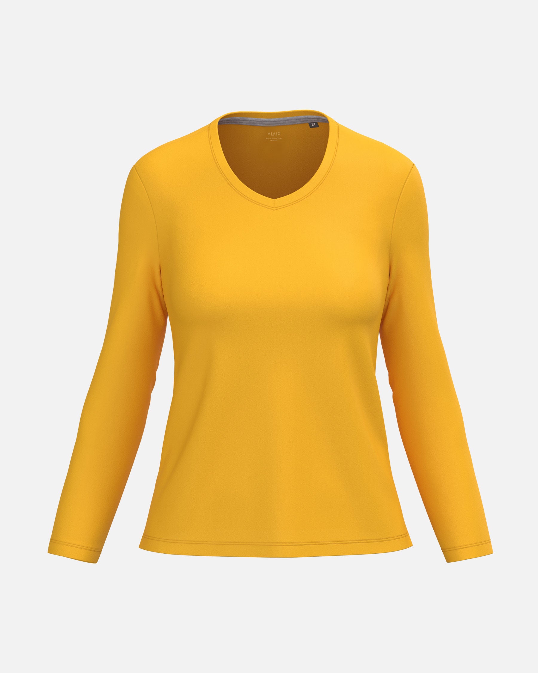 Klassisches Damen Langarmshirt mit V-Ausschnitt Sun Yellow von VIVID