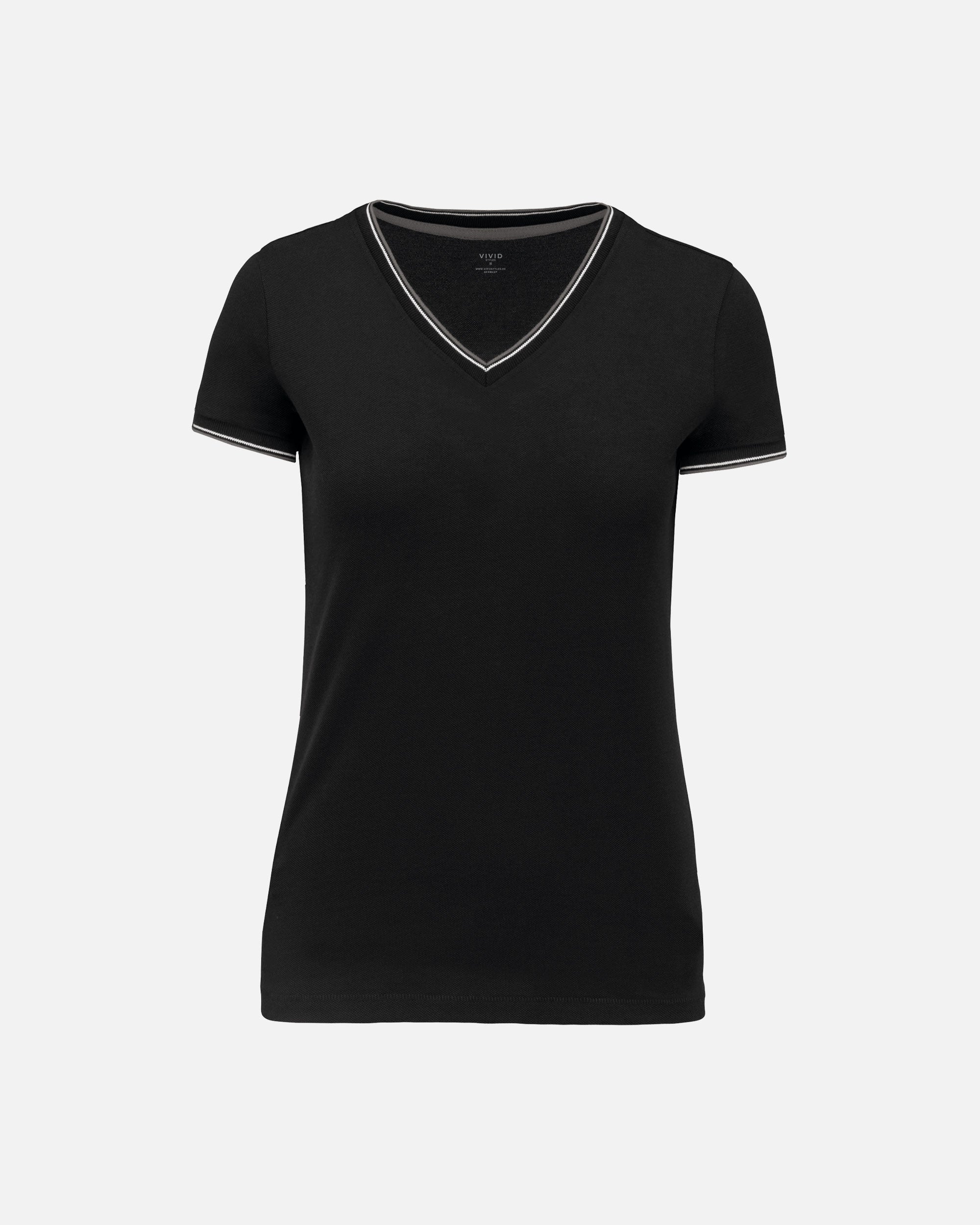 Damen Piqué T-Shirt mit V-Ausschnitt