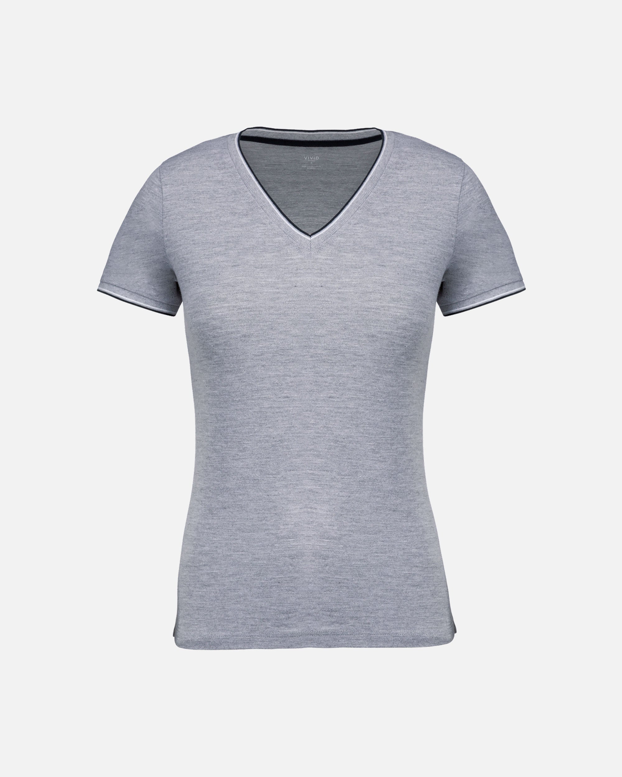 Damen Piqué T-Shirt mit V-Ausschnitt