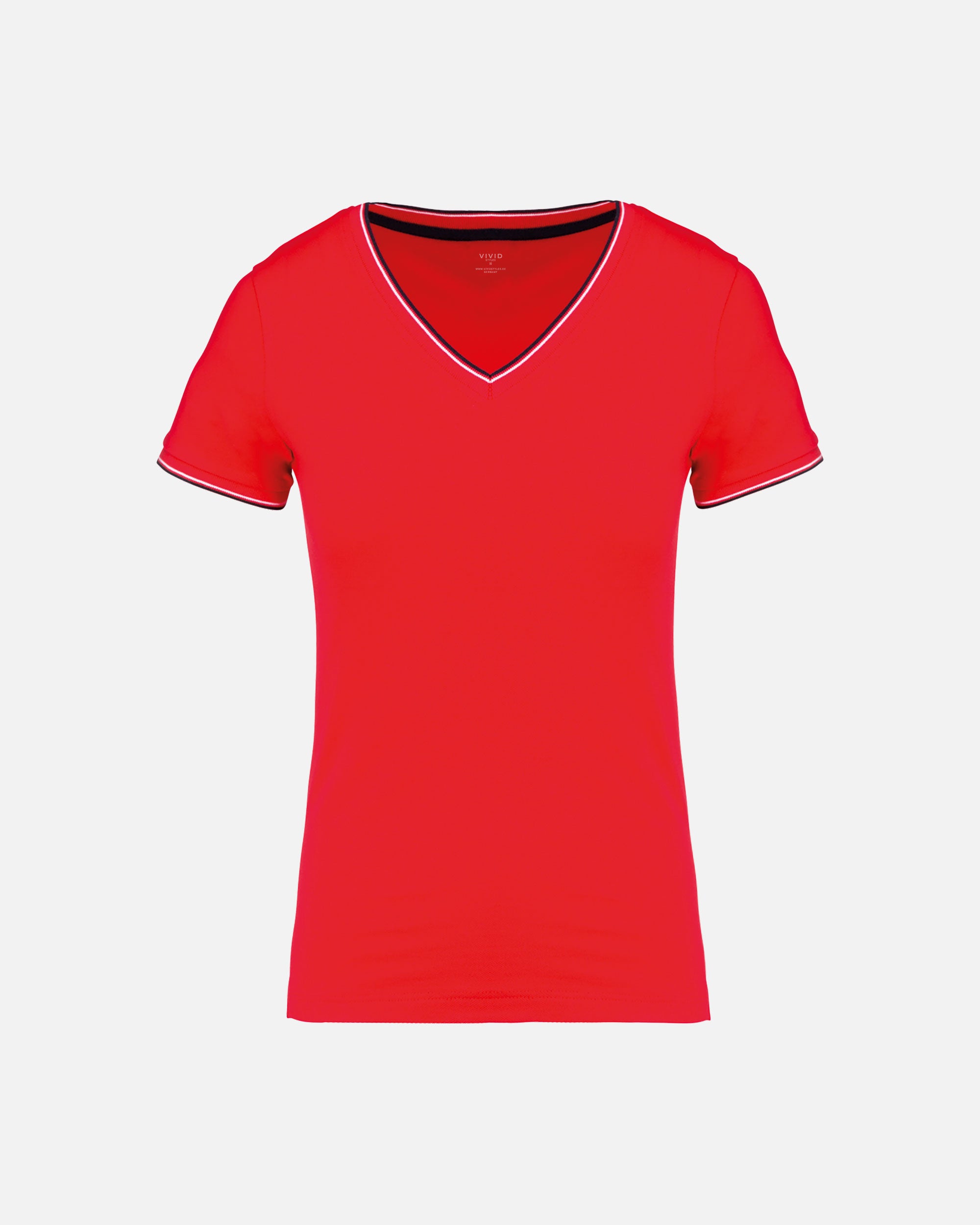 Damen Piqué T-Shirt mit V-Ausschnitt
