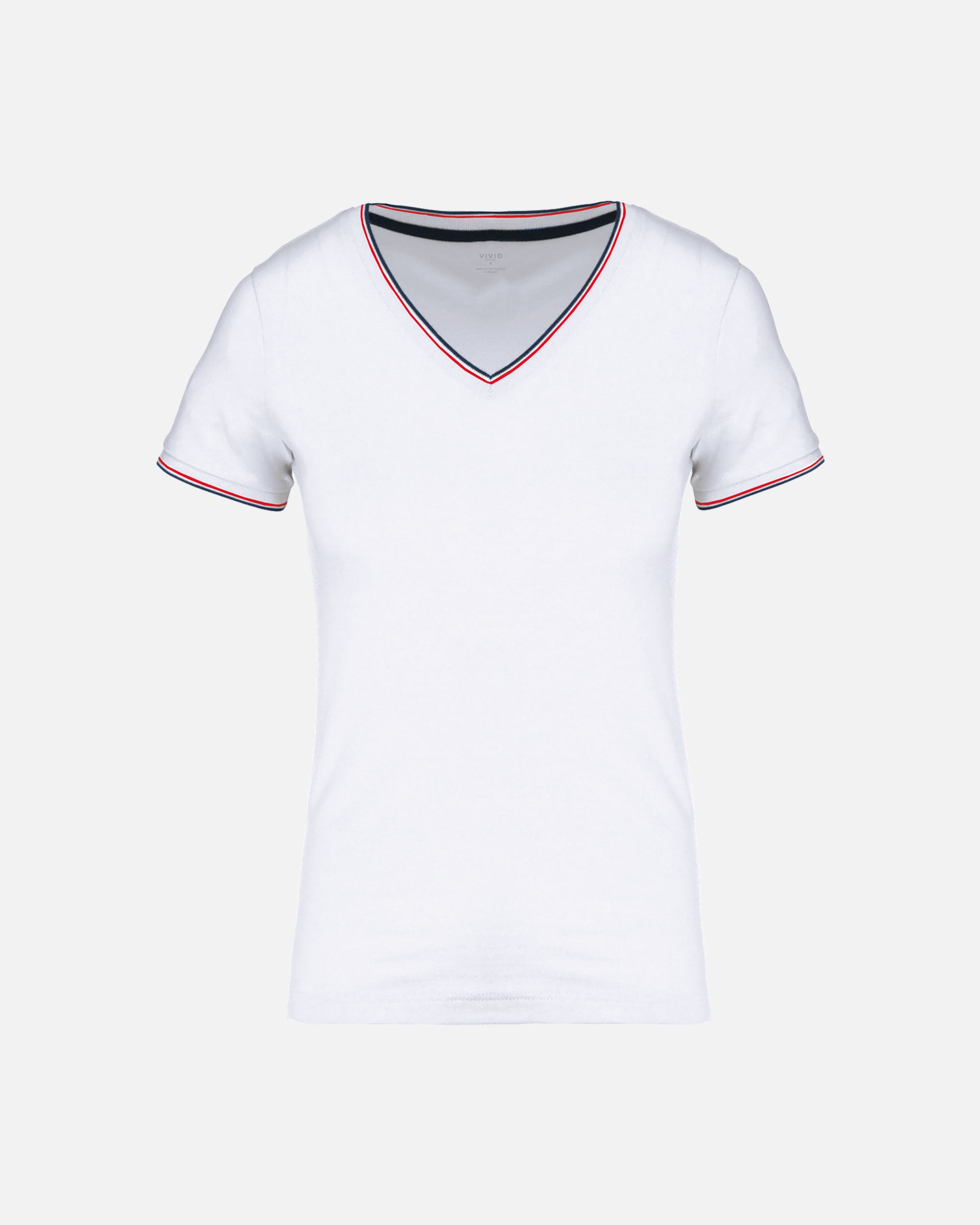 Damen Piqué T-Shirt mit V-Ausschnitt