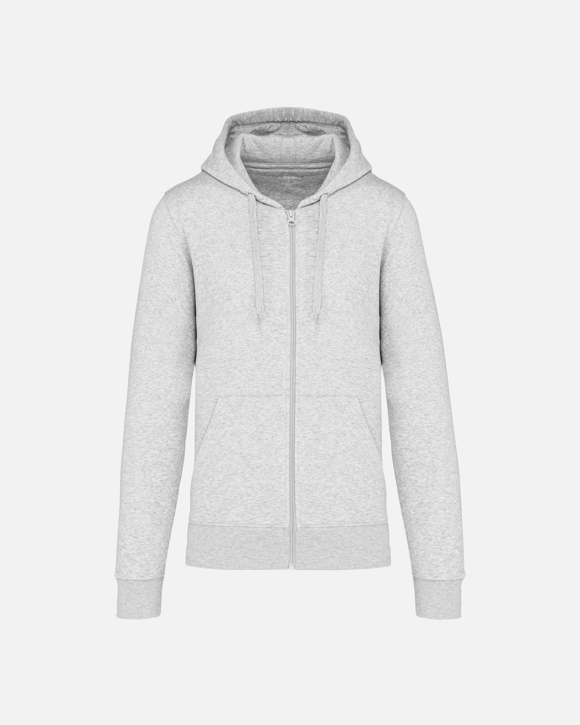 Klassisches Herren Zip Kapuzensweatshirt Ash Heather von VIVID