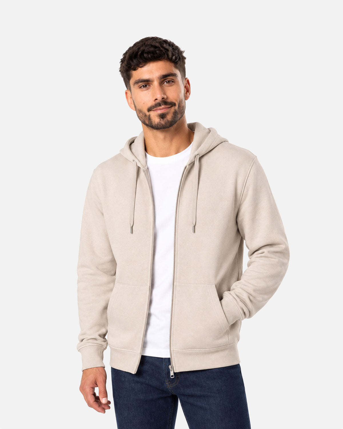 Klassisches Herren Zip Kapuzensweatshirt Clay von VIVID