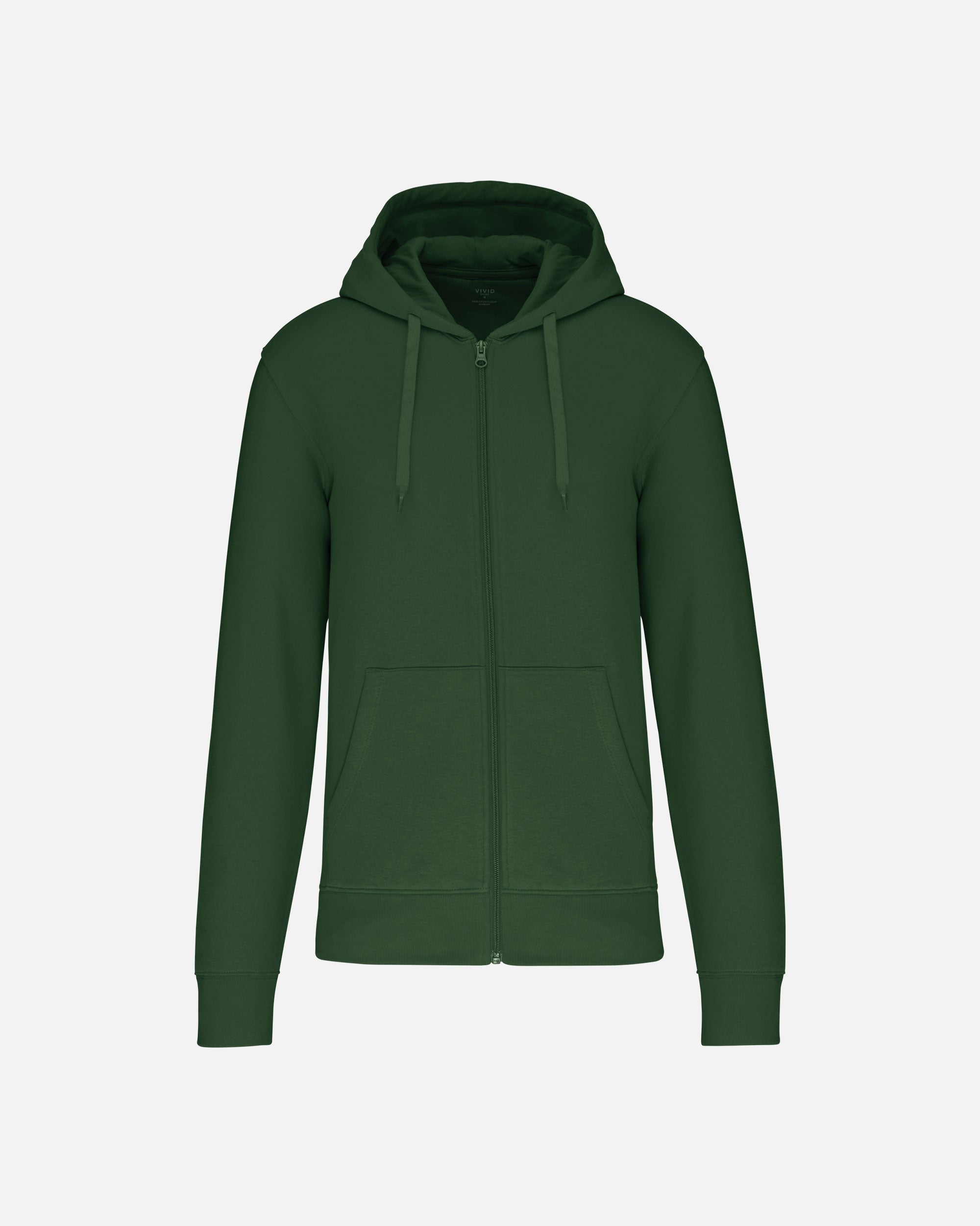 Klassisches Herren Zip Kapuzensweatshirt Forest Green von VIVID