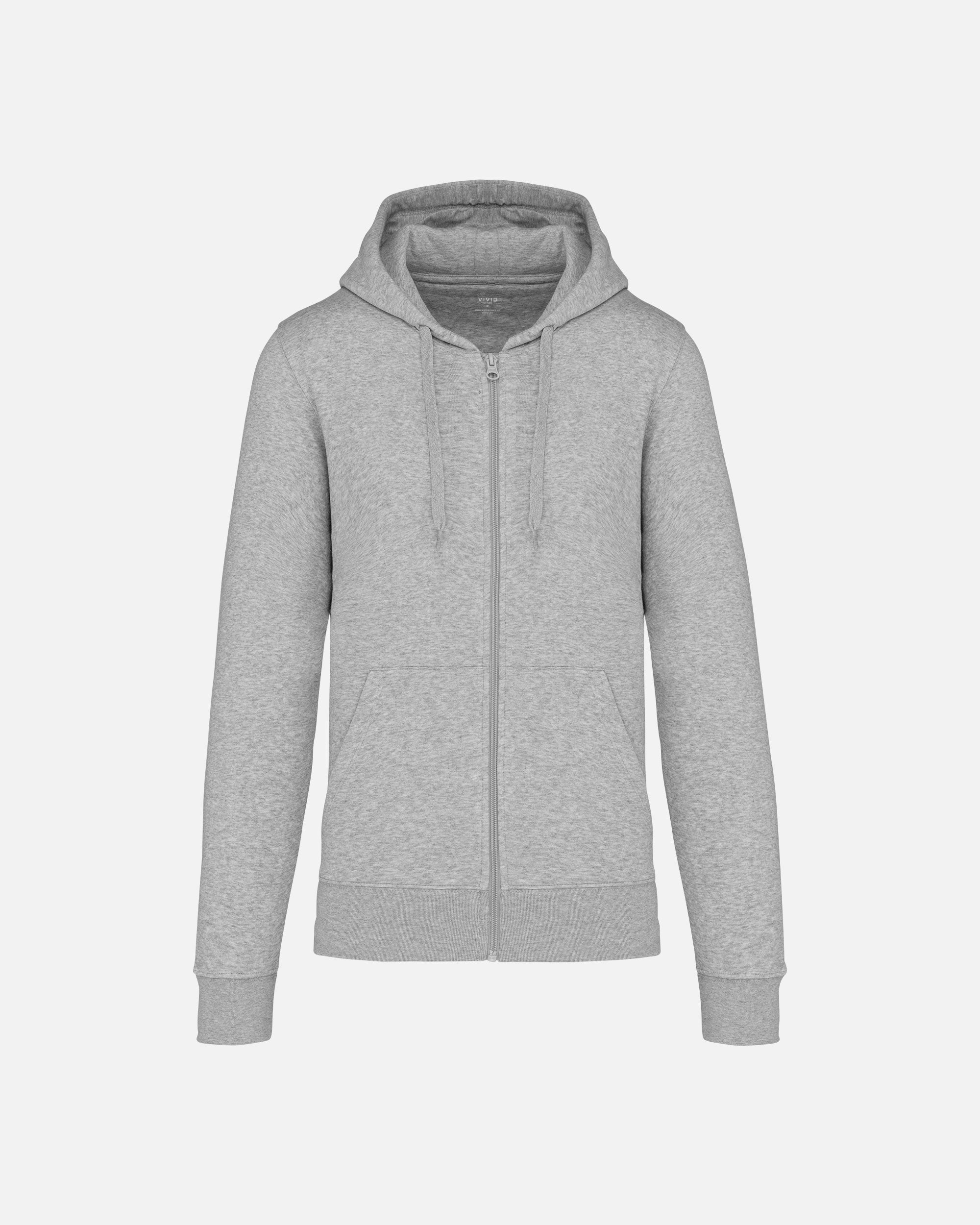 Klassisches Herren Zip Kapuzensweatshirt Grey Heather von VIVID