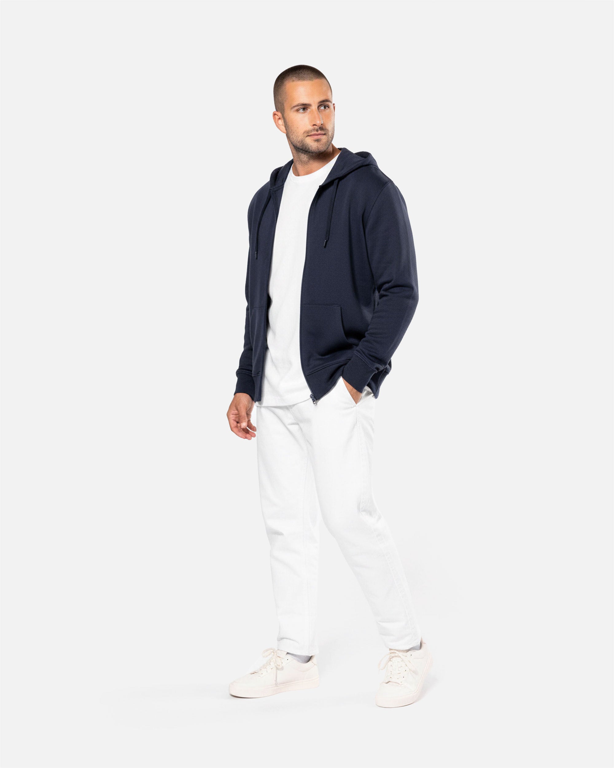 Klassisches Herren Zip Kapuzensweatshirt von VIVID