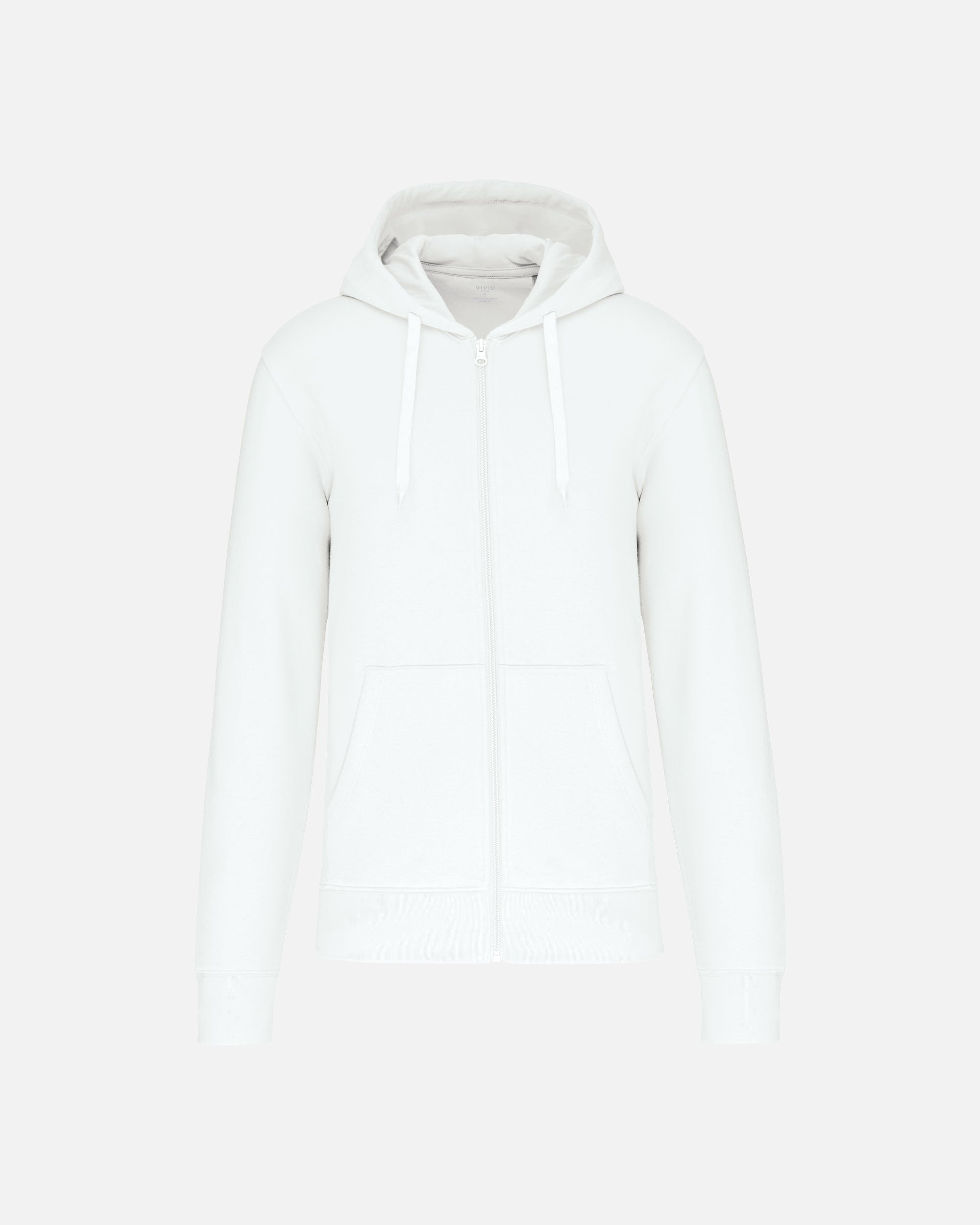 Klassisches Herren Zip Kapuzensweatshirt White von VIVID