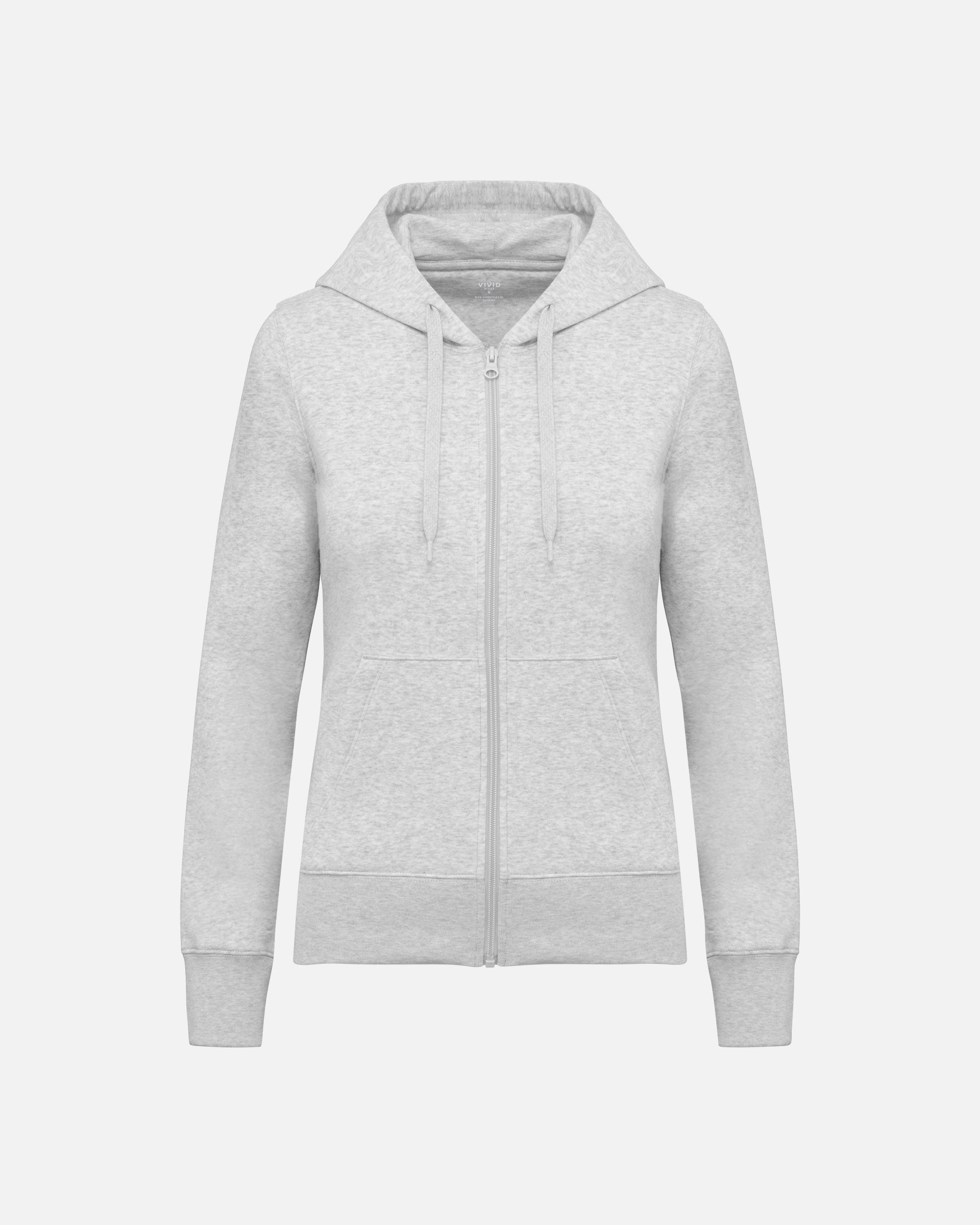 Klassisches Damen Zip Kapuzensweatshirt Ash Heather von VIVID
