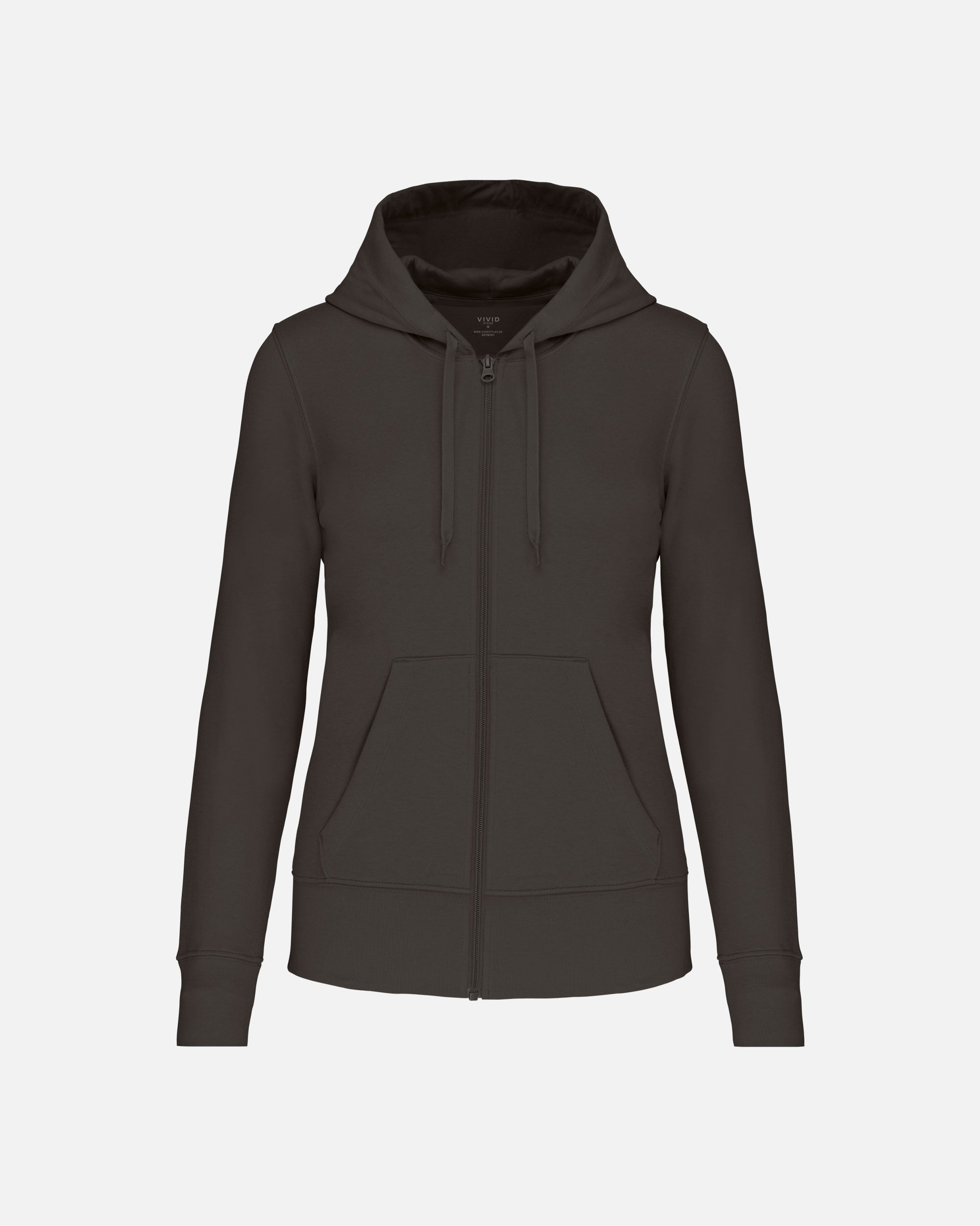 Klassisches Damen Zip Kapuzensweatshirt Charcoal von VIVID