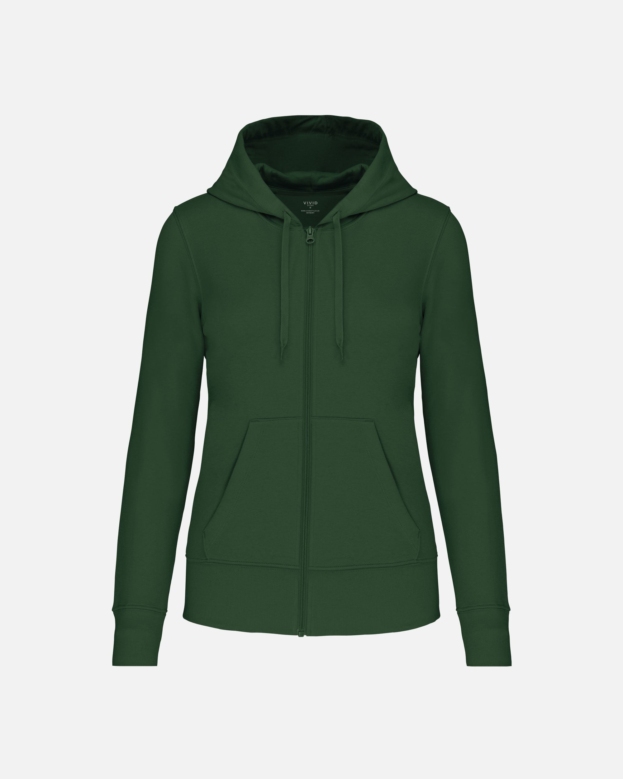 Klassisches Damen Zip Kapuzensweatshirt Forest Green von VIVID
