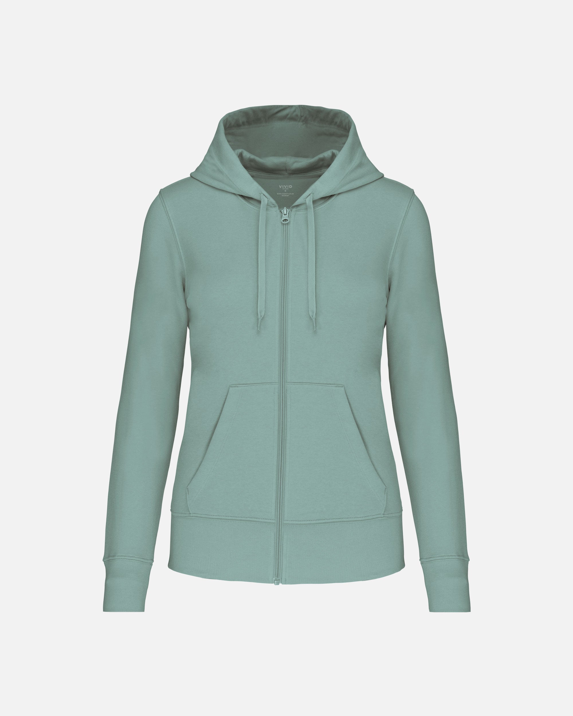 Klassisches Damen Zip Kapuzensweatshirt Sage von VIVID