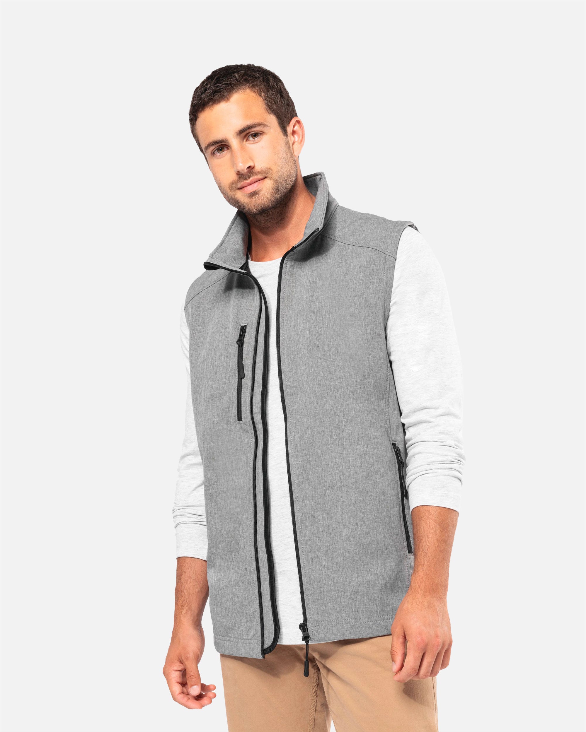 Herren Softshell Weste Grey Melange von VIVID