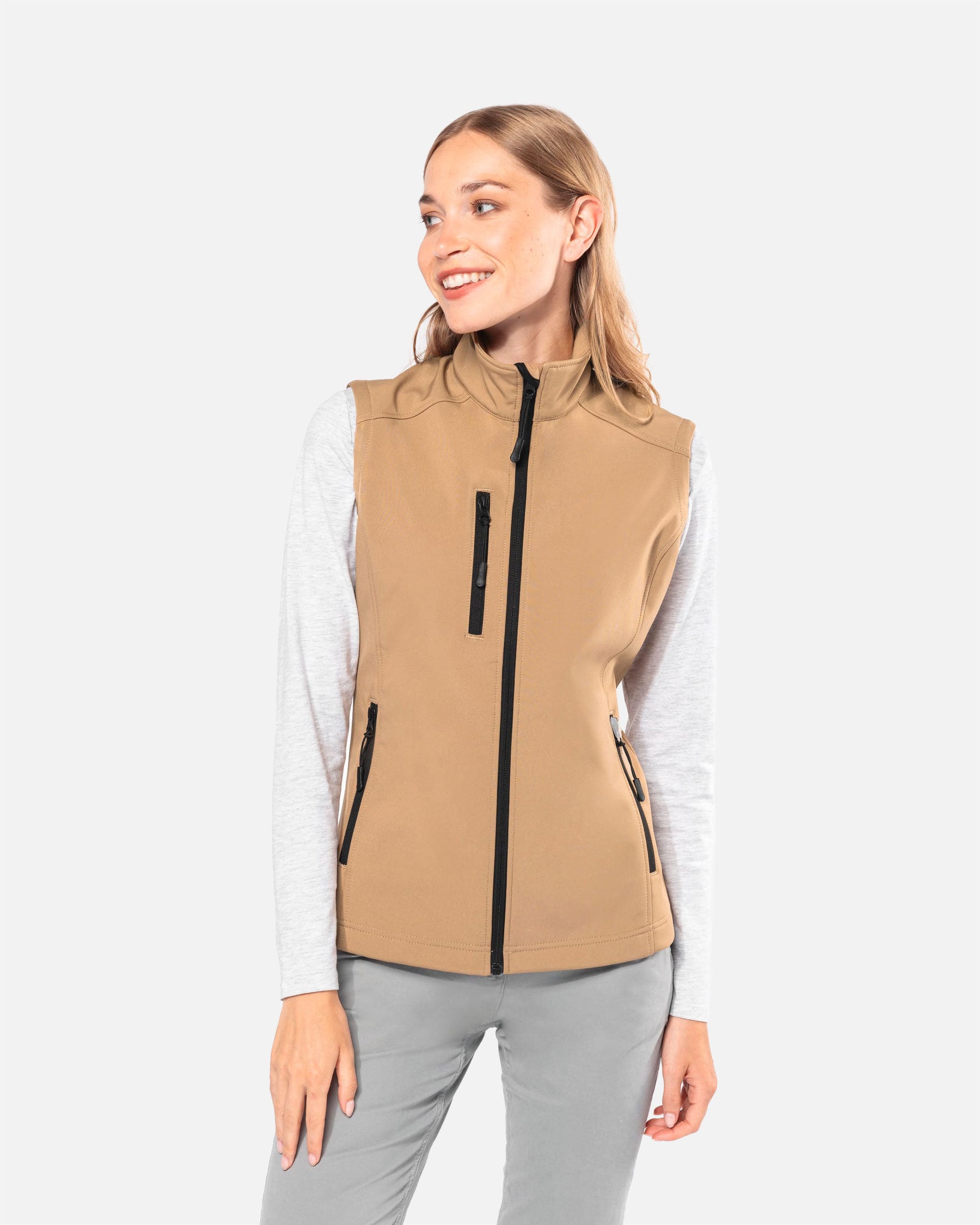 Damen Softshell Weste Camel von VIVID