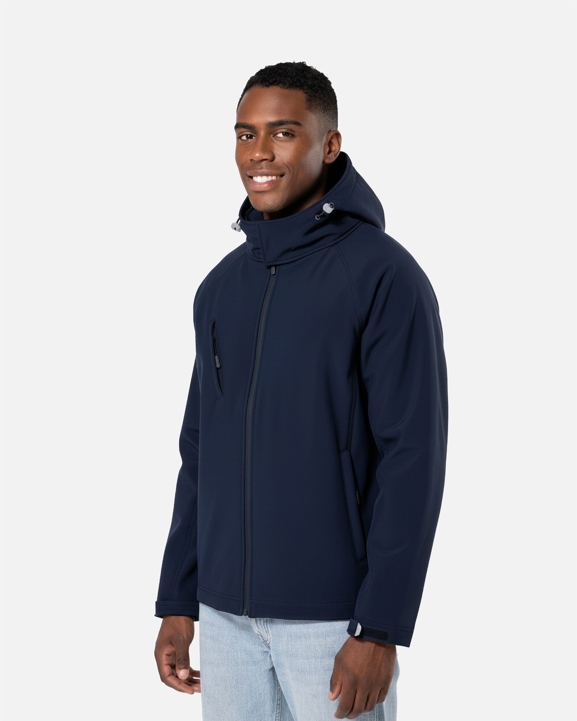 Herren Softshell Jacke mit abnehmbarer Kapuze Navy Blue von VIVID