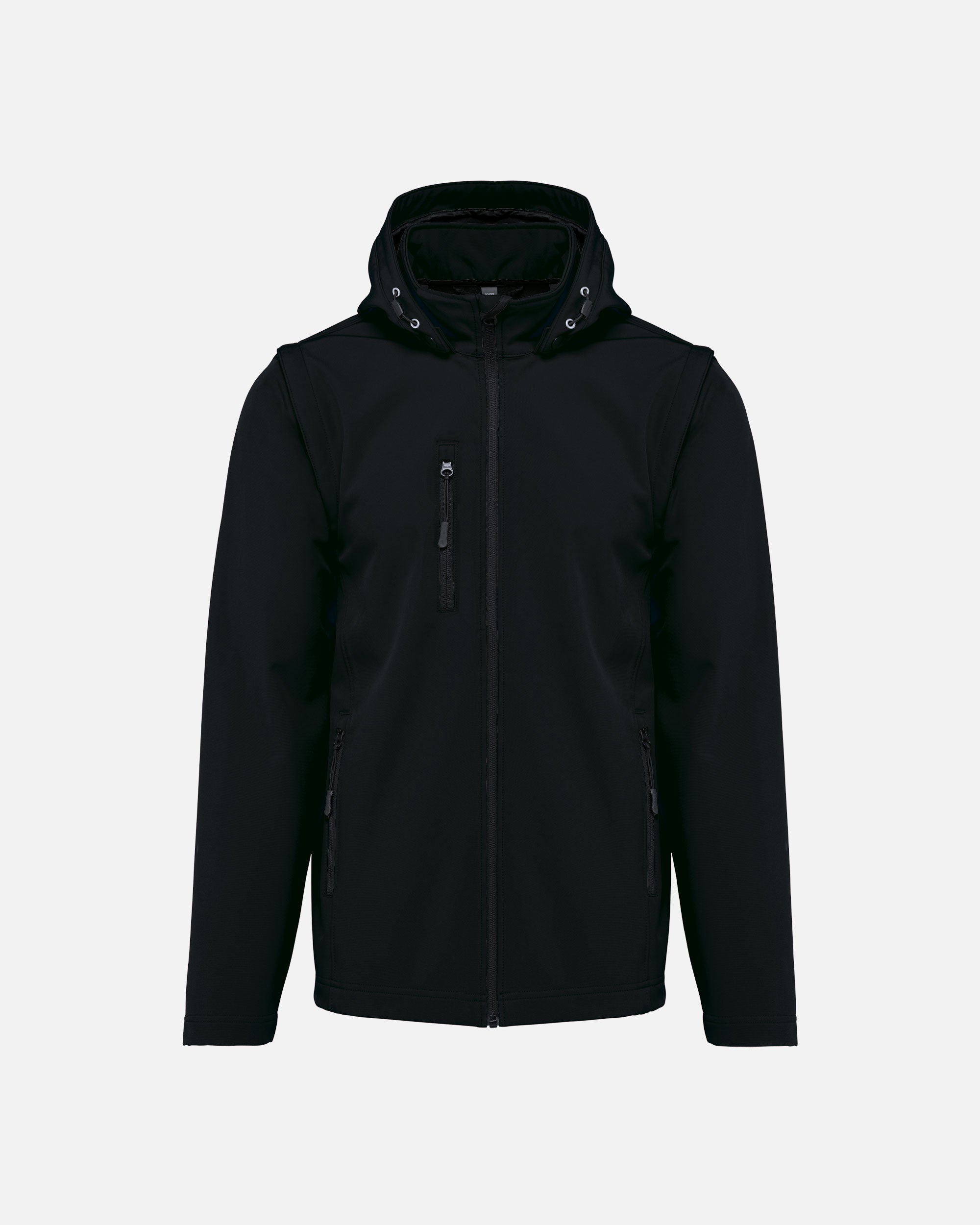 Unisex Softshell Jacke mit abnehmbarer Kapuze und Ärmeln Black von VIVID