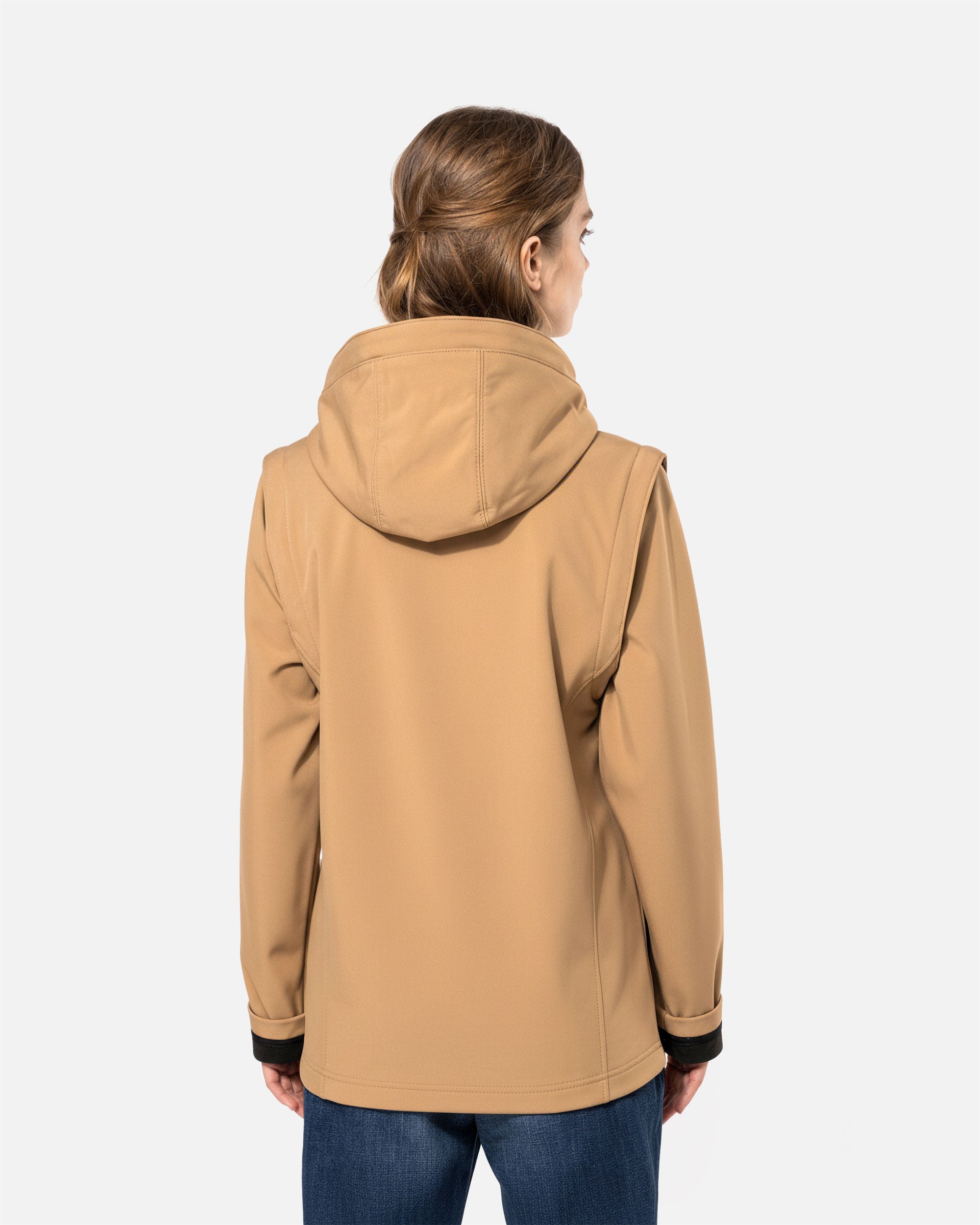 Unisex Softshell Jacke mit abnehmbarer Kapuze und Ärmeln von VIVID