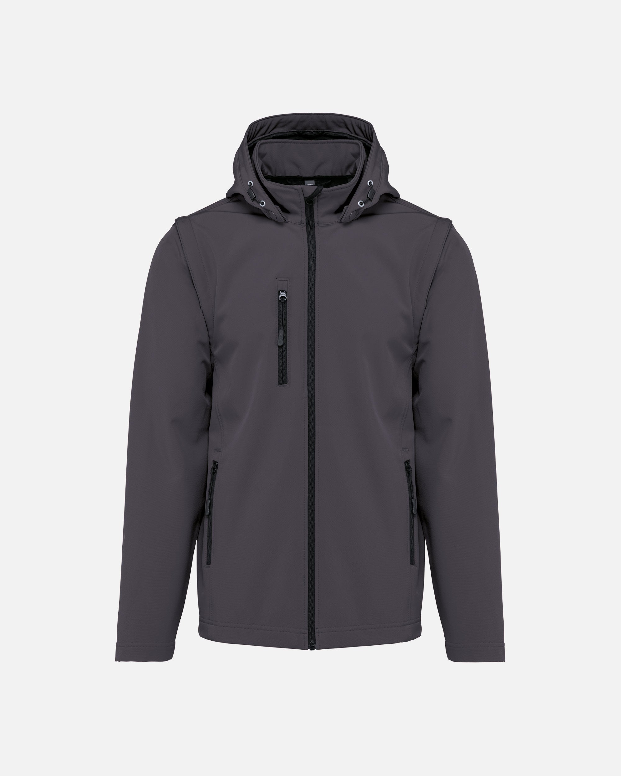 Unisex Softshell Jacke mit abnehmbarer Kapuze und Ärmeln Charcoal von VIVID