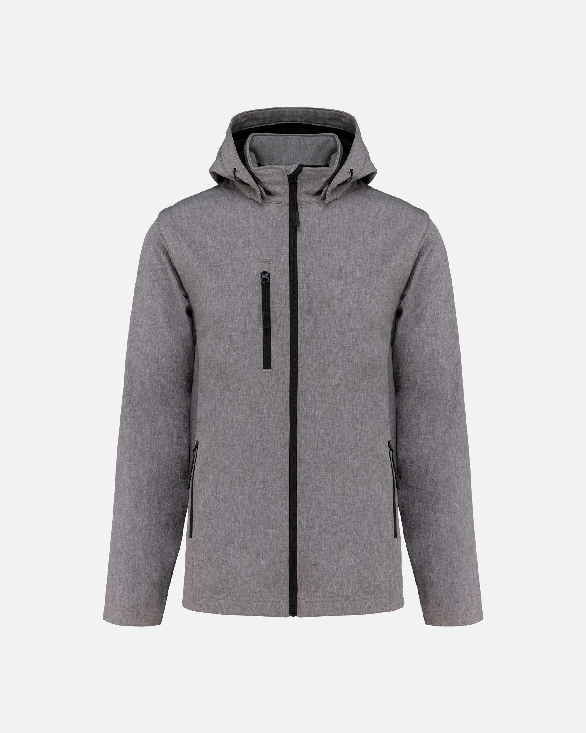 Unisex Softshell Jacke mit abnehmbarer Kapuze und Ärmeln Grey Melange von VIVID