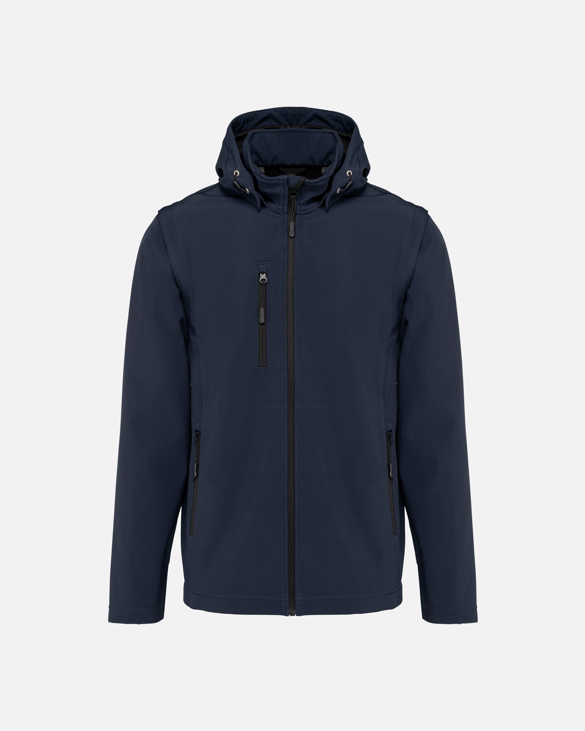 Unisex Softshell Jacke mit abnehmbarer Kapuze und Ärmeln Navy Blue von VIVID