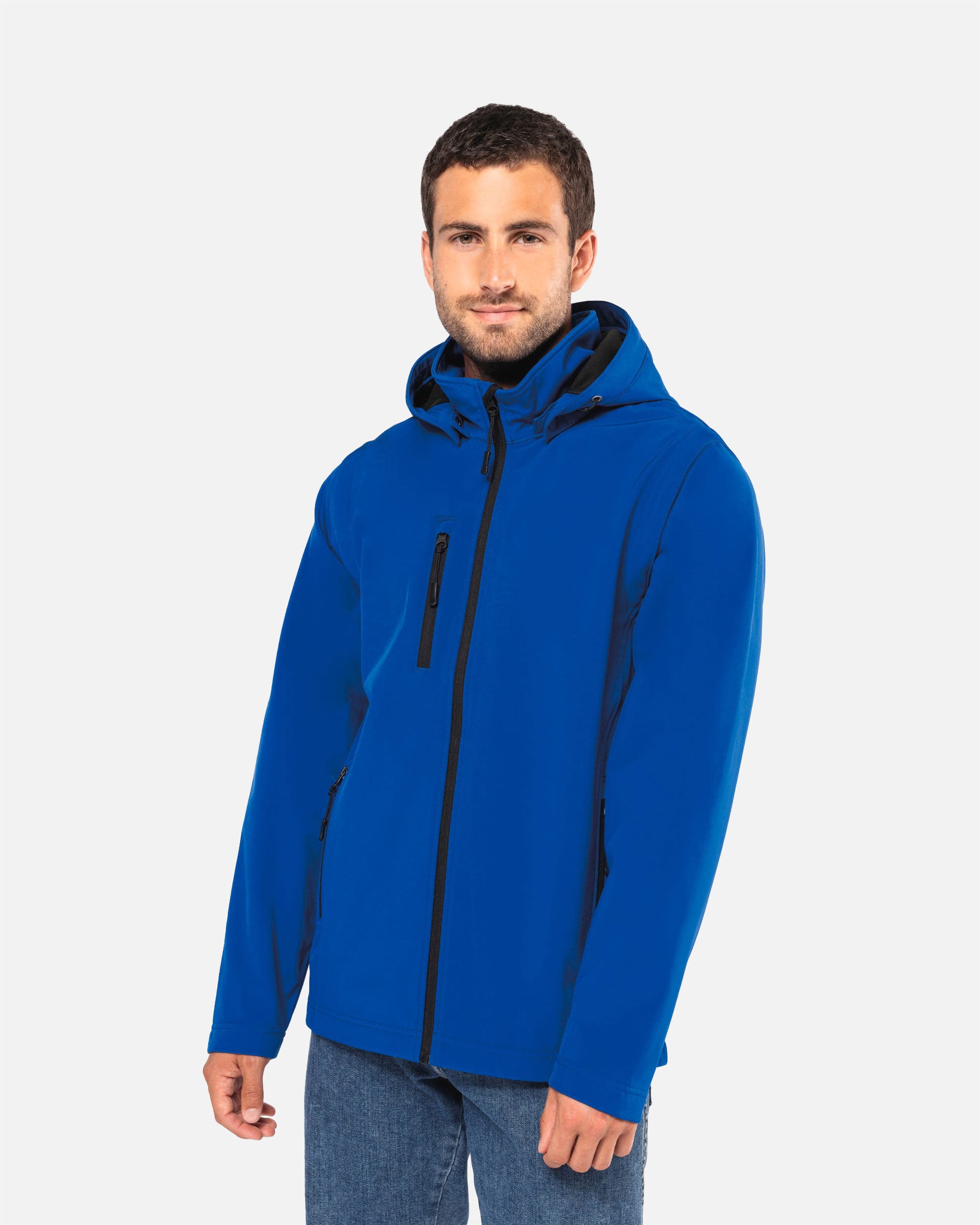 Unisex Softshell Jacke mit abnehmbarer Kapuze und Ärmeln Royal Blue von VIVID