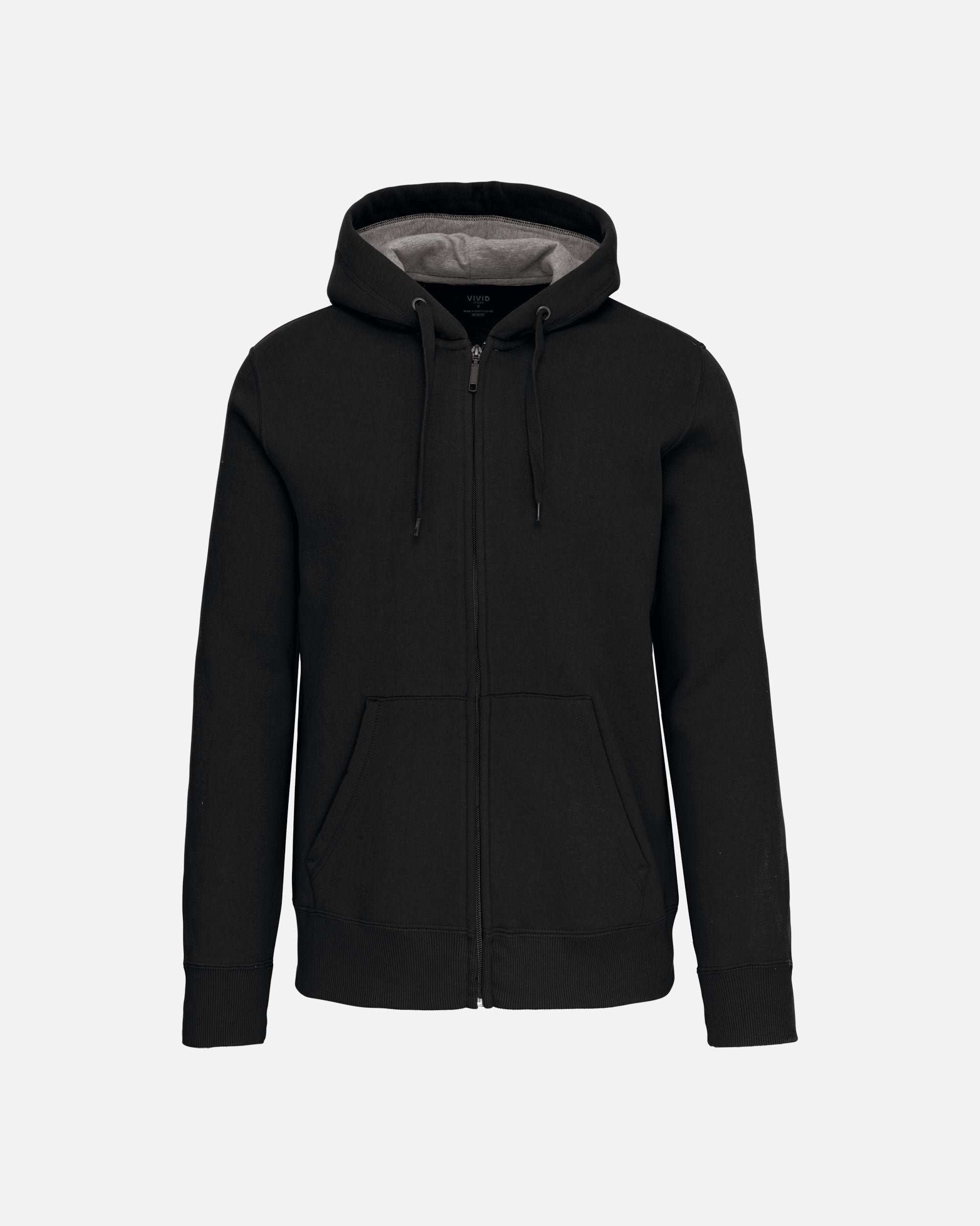 Schweres Unisex Zip Kapuzensweatshirt Black von VIVID