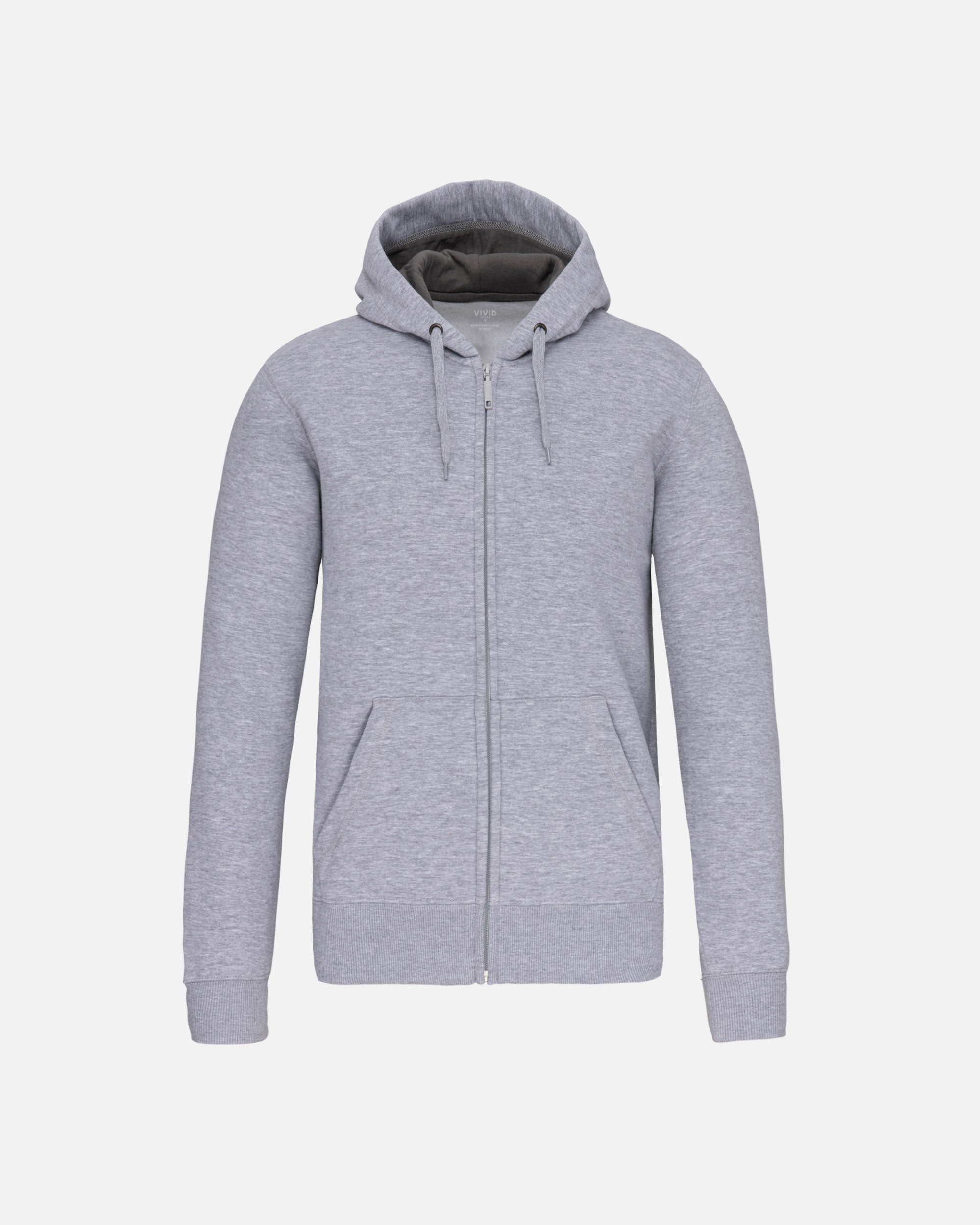 Schweres Unisex Zip Kapuzensweatshirt Grey Heather von VIVID