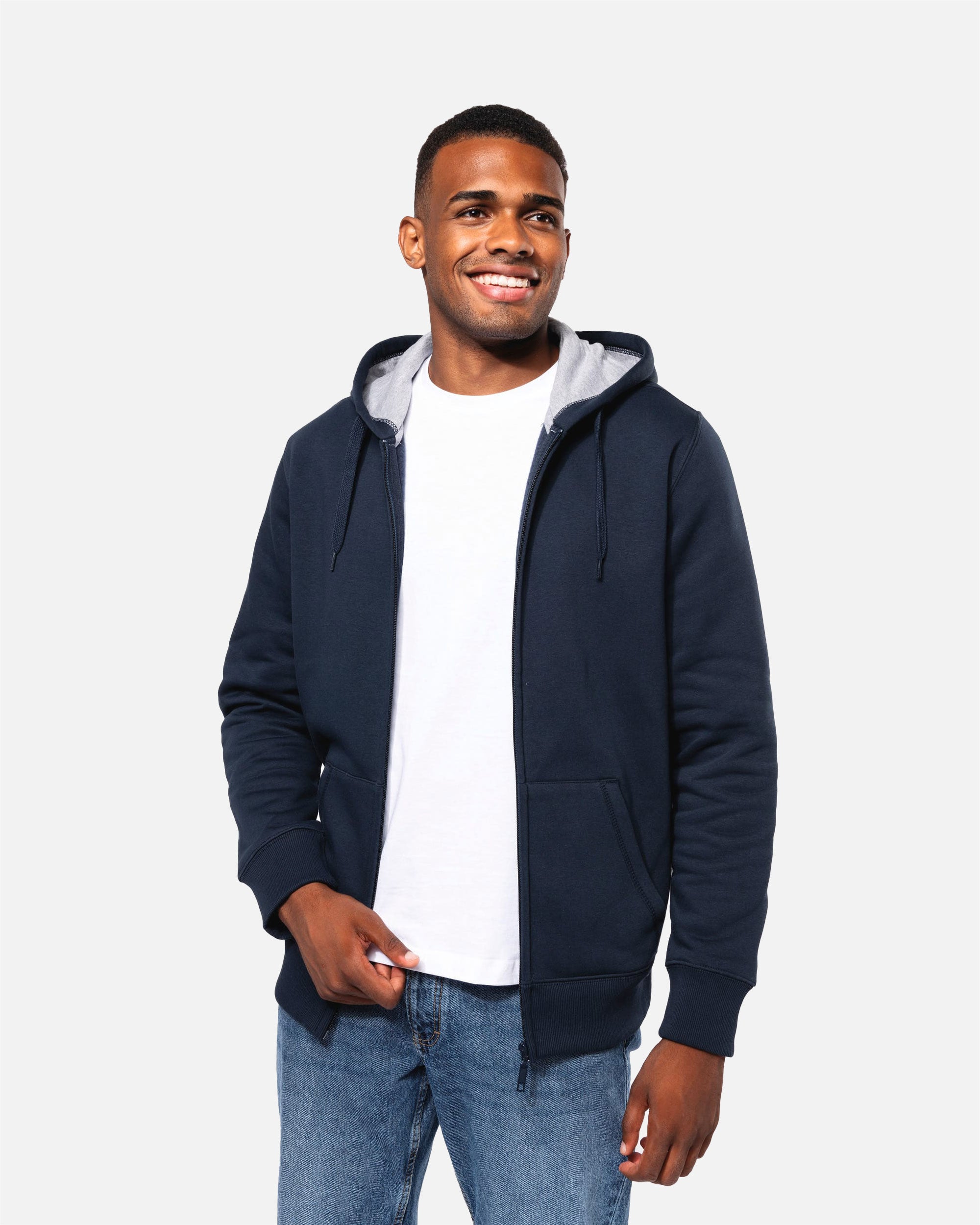 Schweres Unisex Zip Kapuzensweatshirt Navy Blue von VIVID