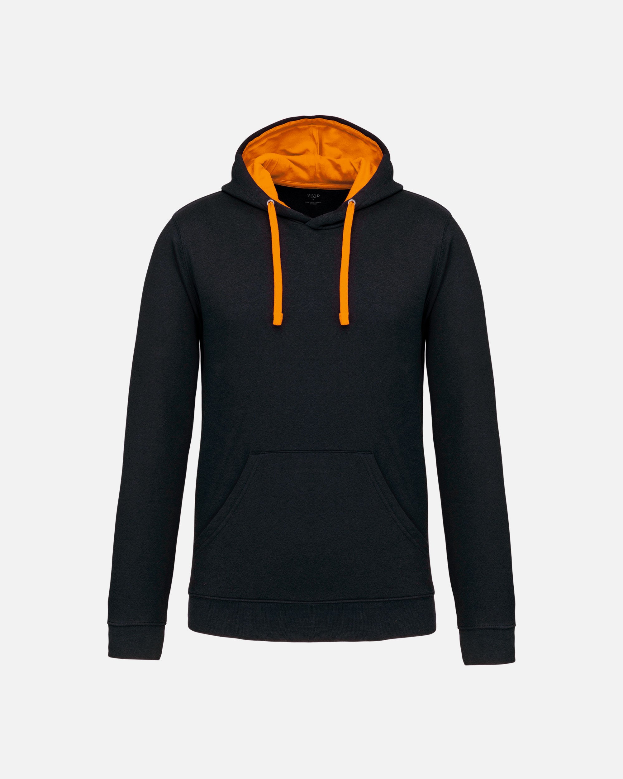 Zweifarbiges Herren Kapuzensweatshirt Black-Orange von VIVID