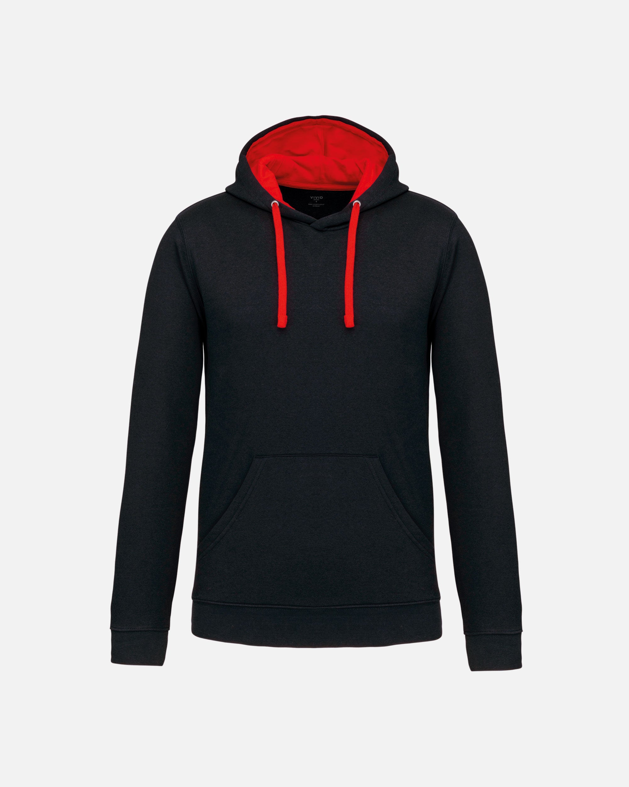 Zweifarbiges Herren Kapuzensweatshirt Black-Red von VIVID