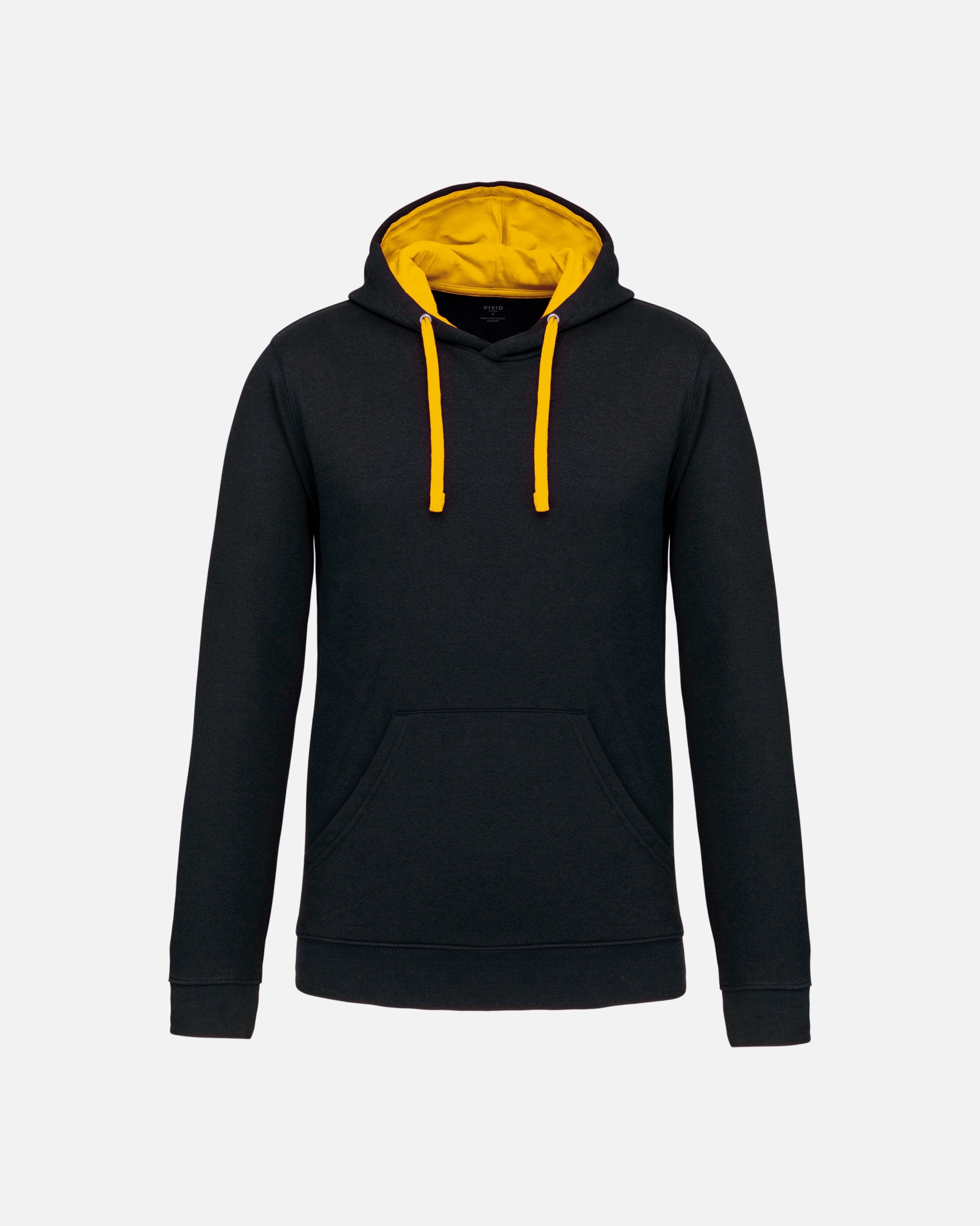 Zweifarbiges Herren Kapuzensweatshirt Black-Yellow von VIVID