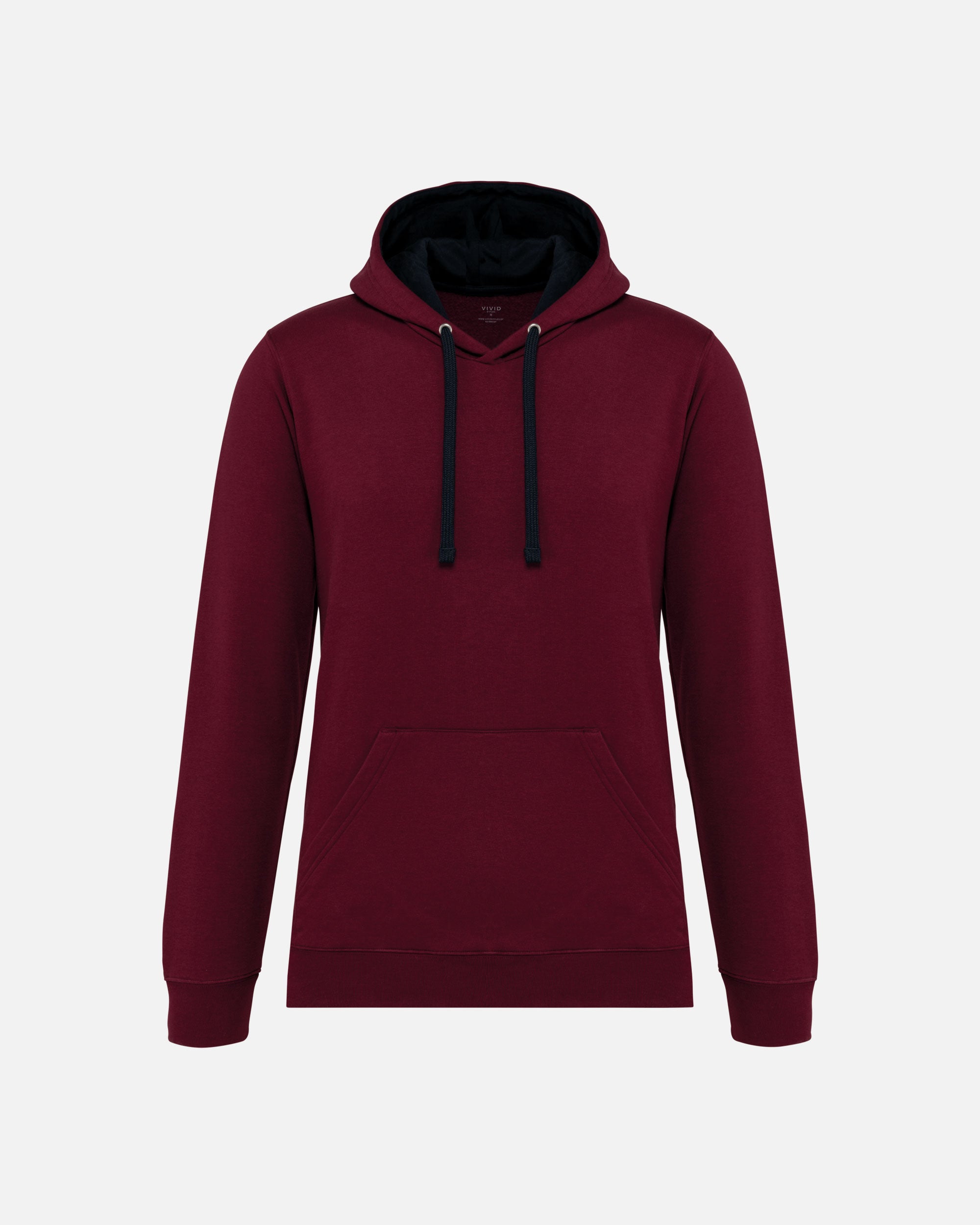 Zweifarbiges Herren Kapuzensweatshirt Burgundy-Navy Blue von VIVID