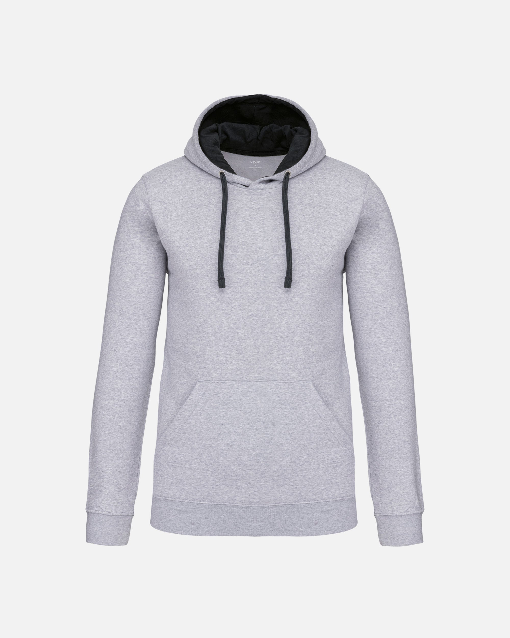 Zweifarbiges Herren Kapuzensweatshirt Grey Heather-Black von VIVID