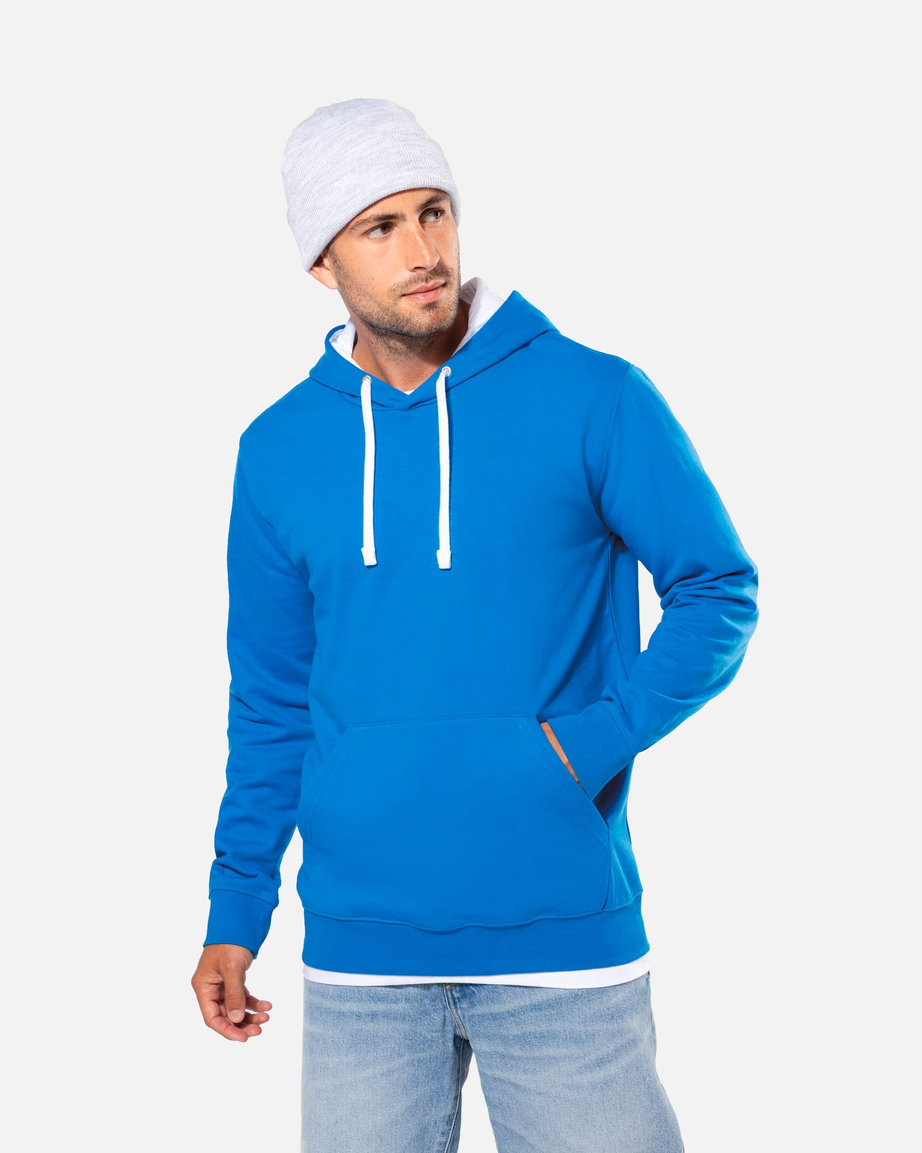 Zweifarbiges Herren Kapuzensweatshirt Tropical Blue-White von VIVID