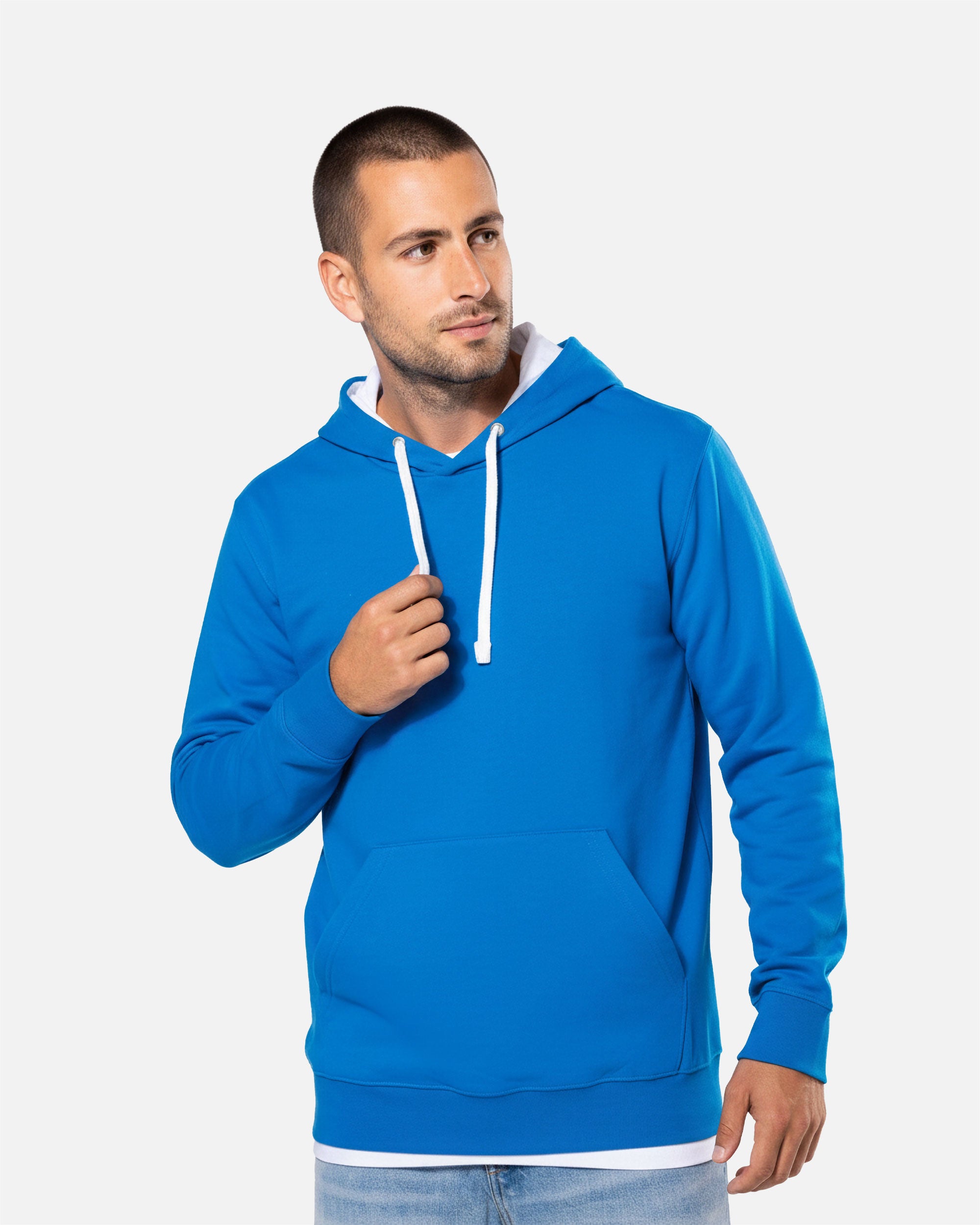 Zweifarbiges Herren Kapuzensweatshirt Tropical Blue-White von VIVID