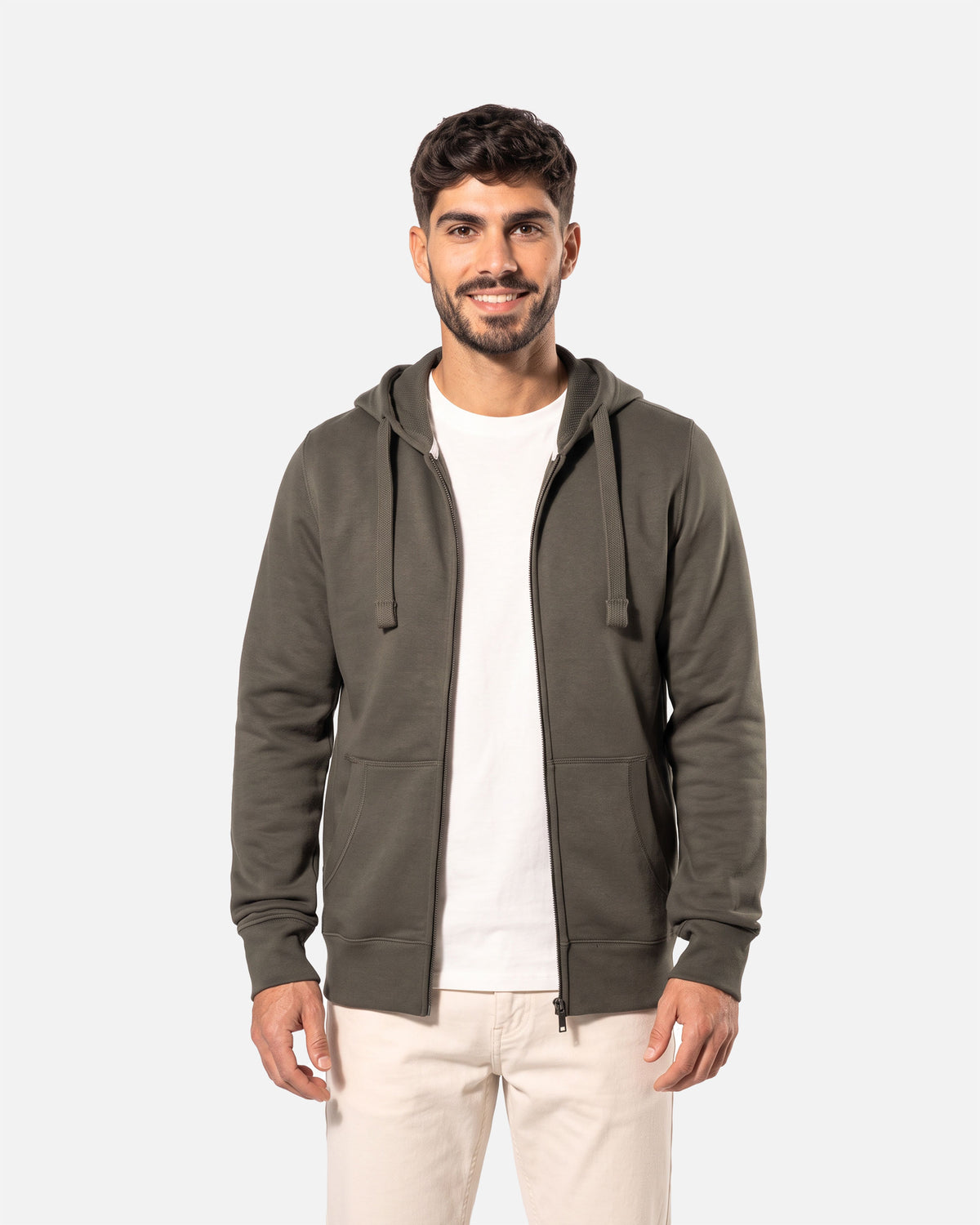 Herren Zip Kapuzensweatshirt Khaki von VIVID