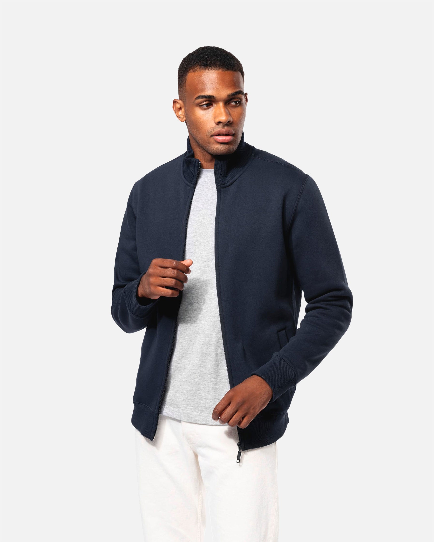 Schweres Herren Fleece 1/4 Zip Sweatshirt Navy Blue von VIVID