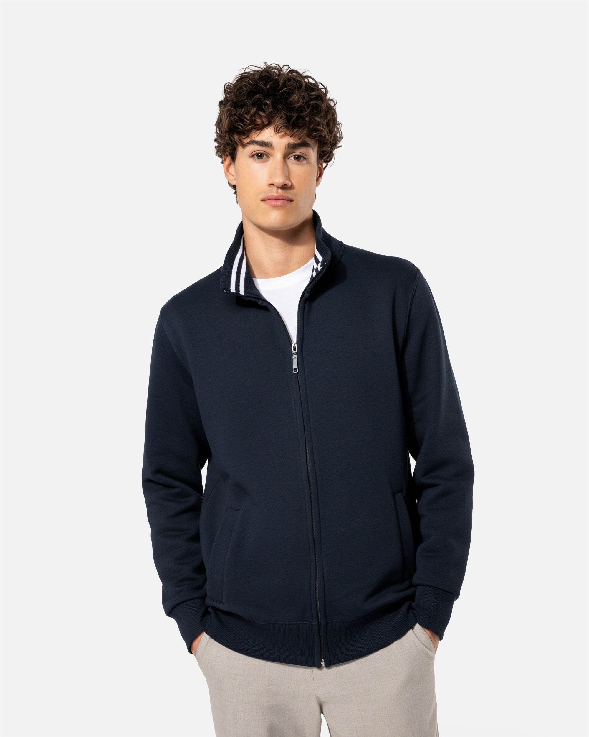 Schweres Herren Fleece 1/4 Zip Sweatshirt Navy Blue von VIVID