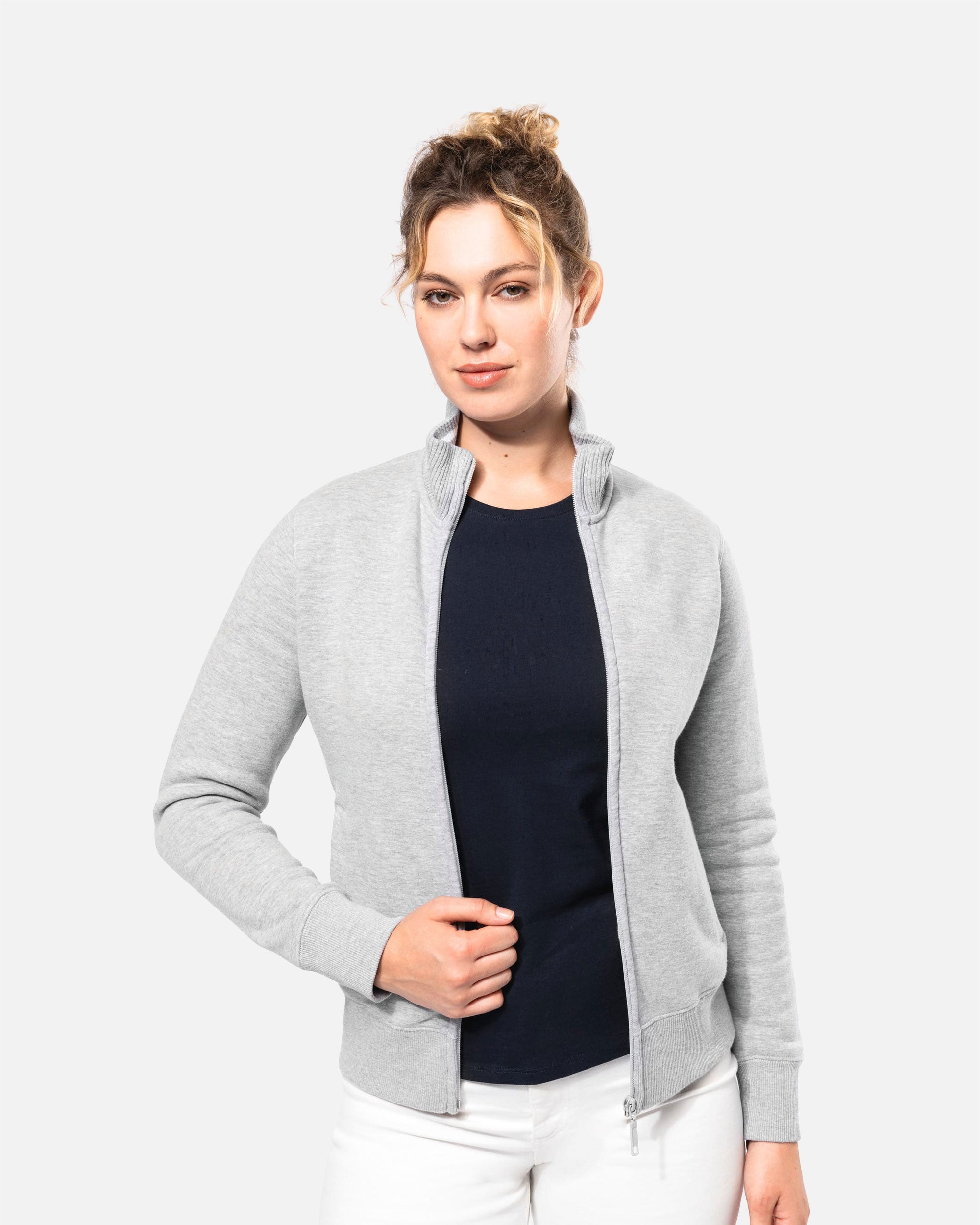 Schweres Damen Fleece 1/4 Zip Sweatshirt Grey Heather von VIVID