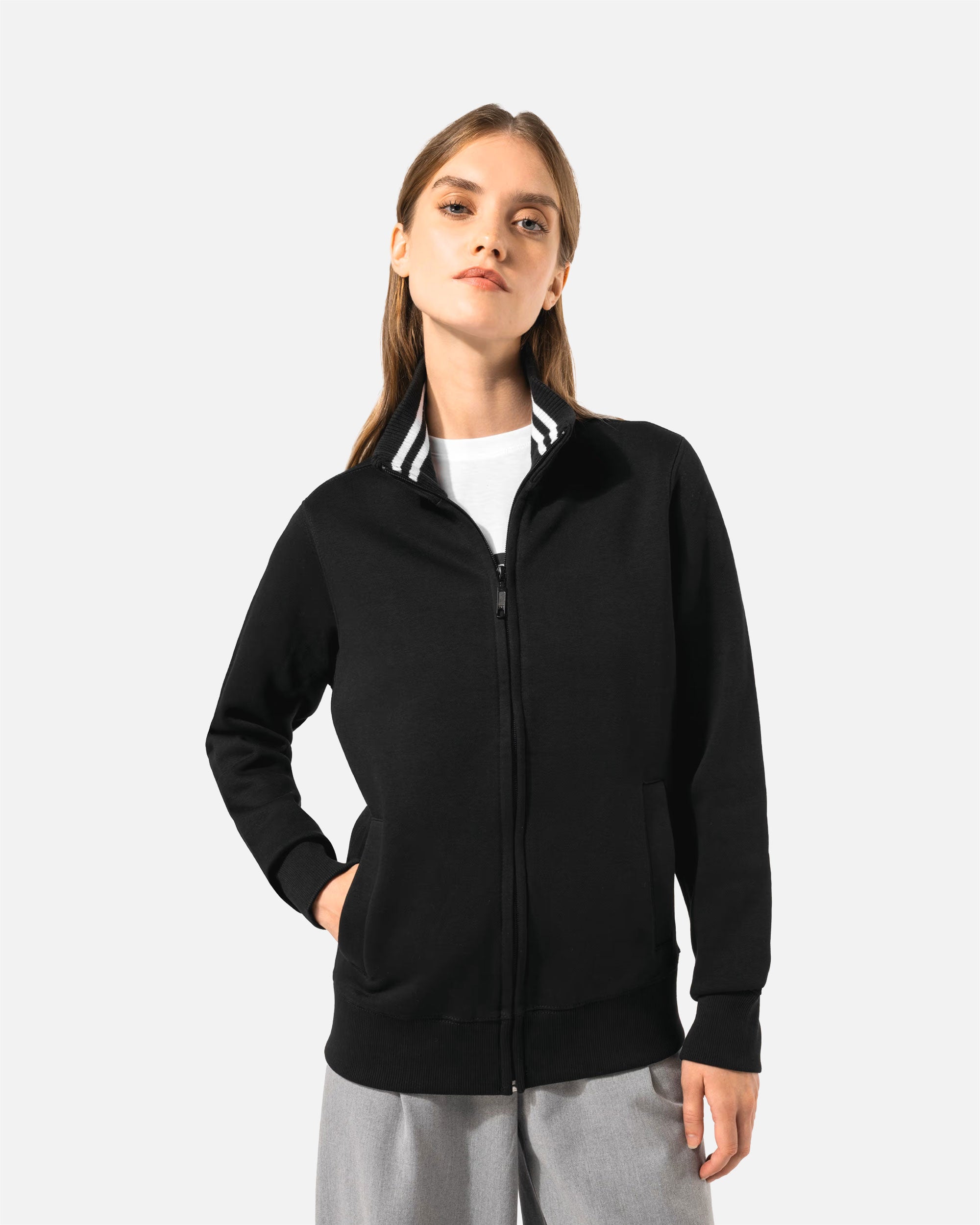 Schweres Damen Fleece 1/4 Zip Sweatshirt Black von VIVID