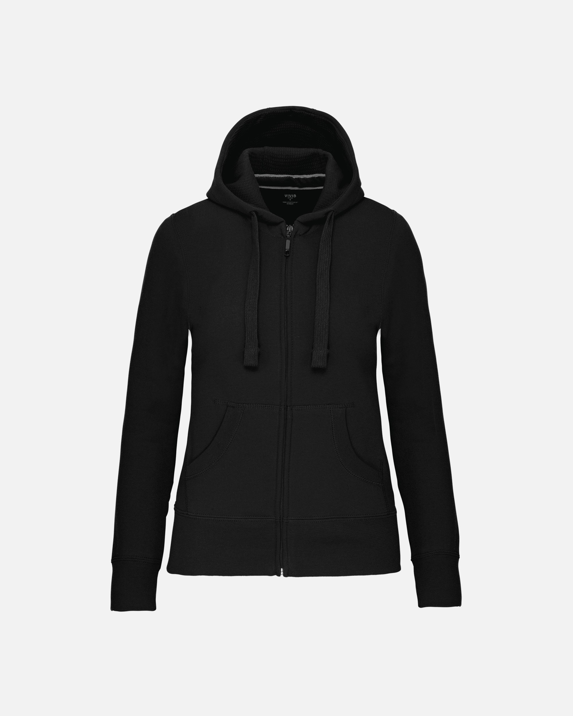 Damen Zip Kapuzensweatshirt Black von VIVID