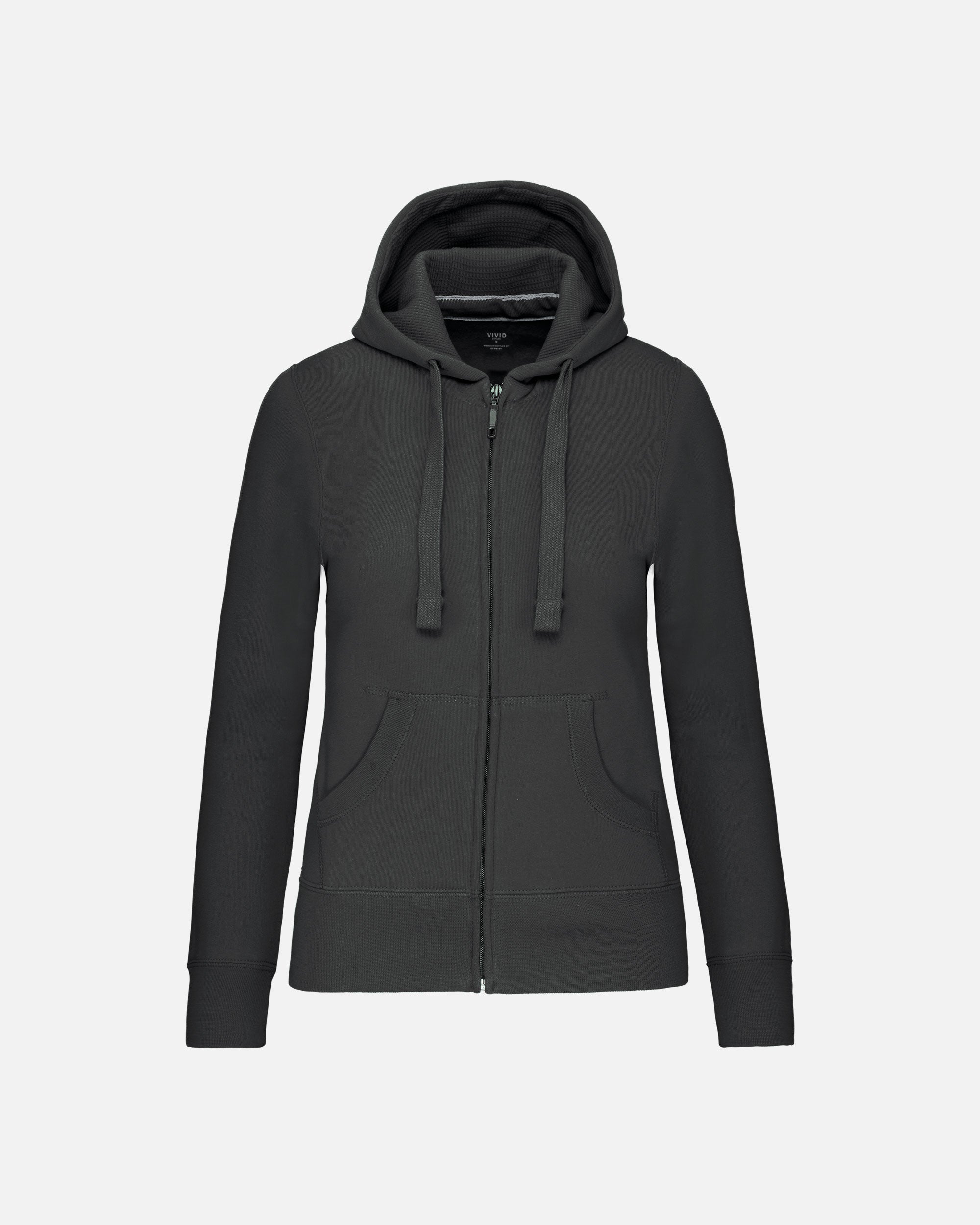 Damen Zip Kapuzensweatshirt Charcoal von VIVID