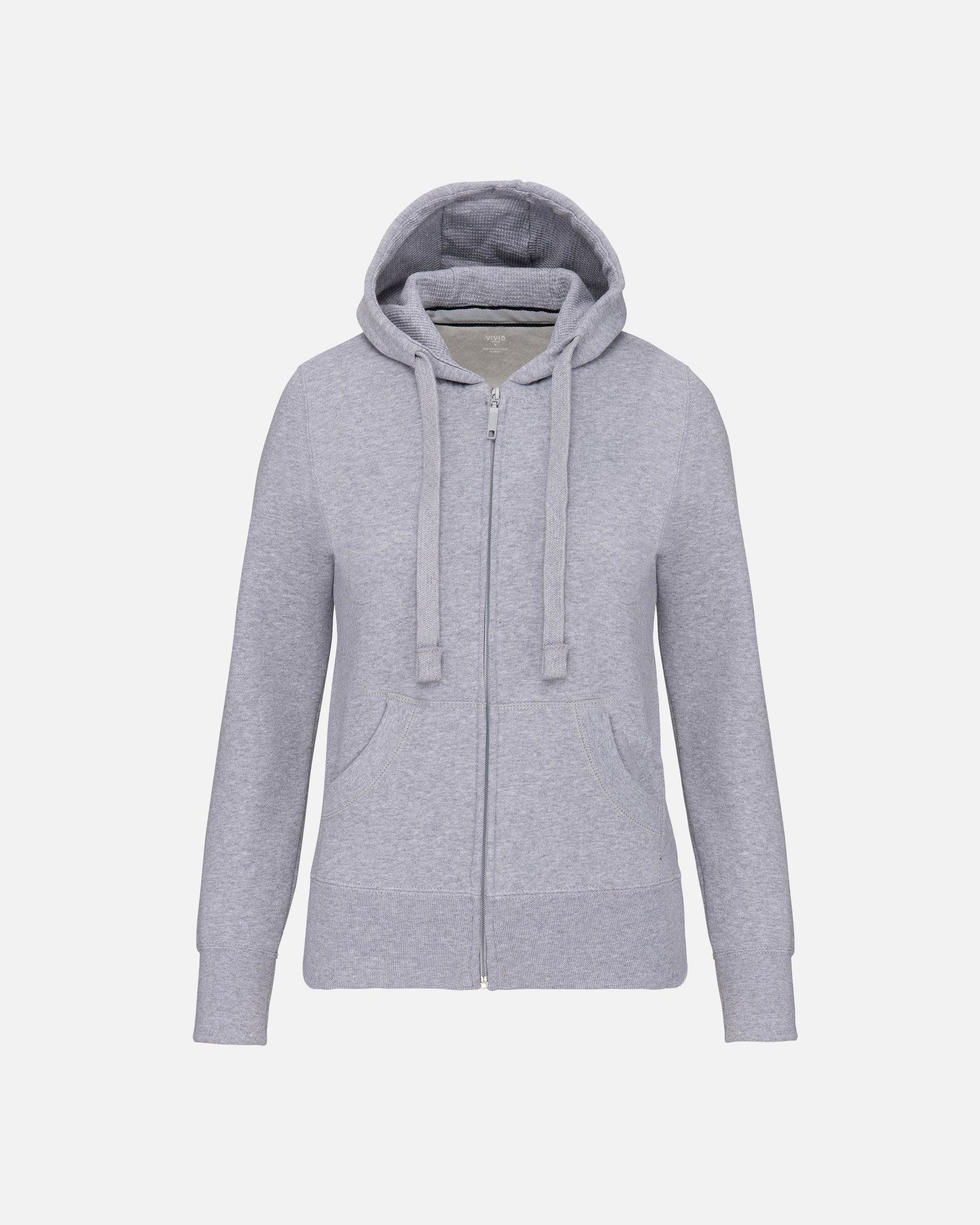 Damen Zip Kapuzensweatshirt Grey Heather von VIVID