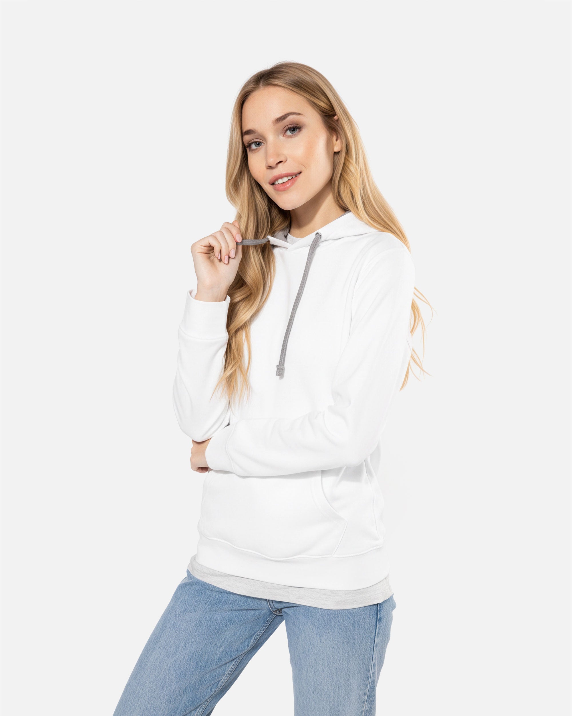 Zweifarbiges Damen Kapuzensweatshirt White-Grey von VIVID