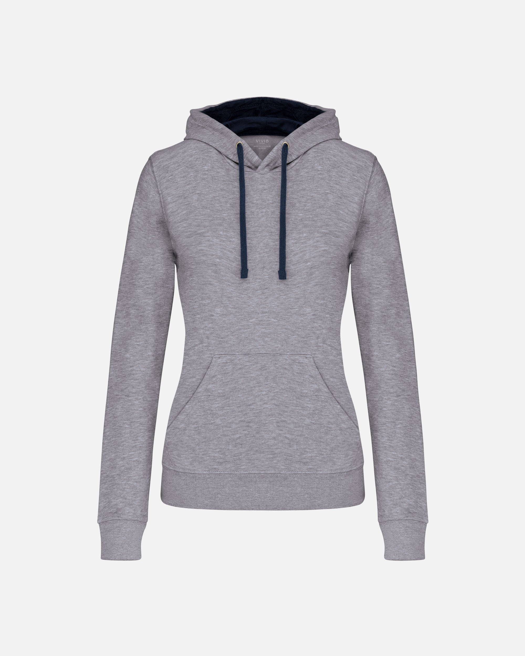 Zweifarbiges Damen Kapuzensweatshirt Grey Heather-Navy Blue von VIVID