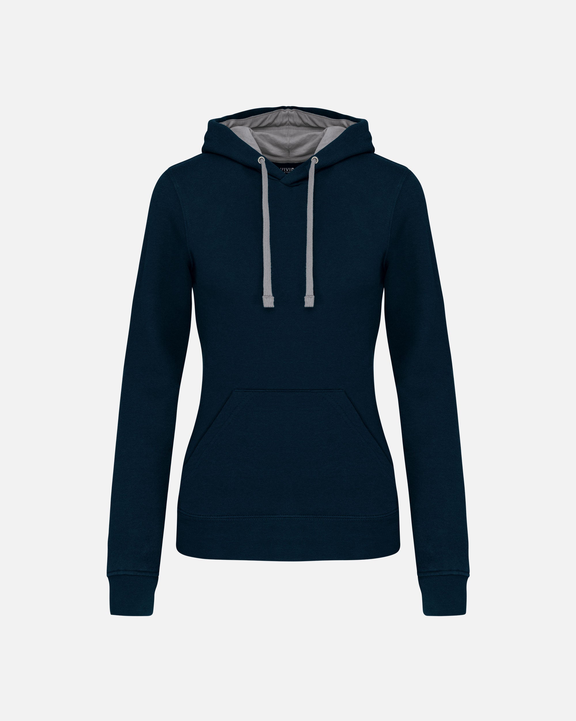 Zweifarbiges Damen Kapuzensweatshirt Navy Blue-Grey von VIVID