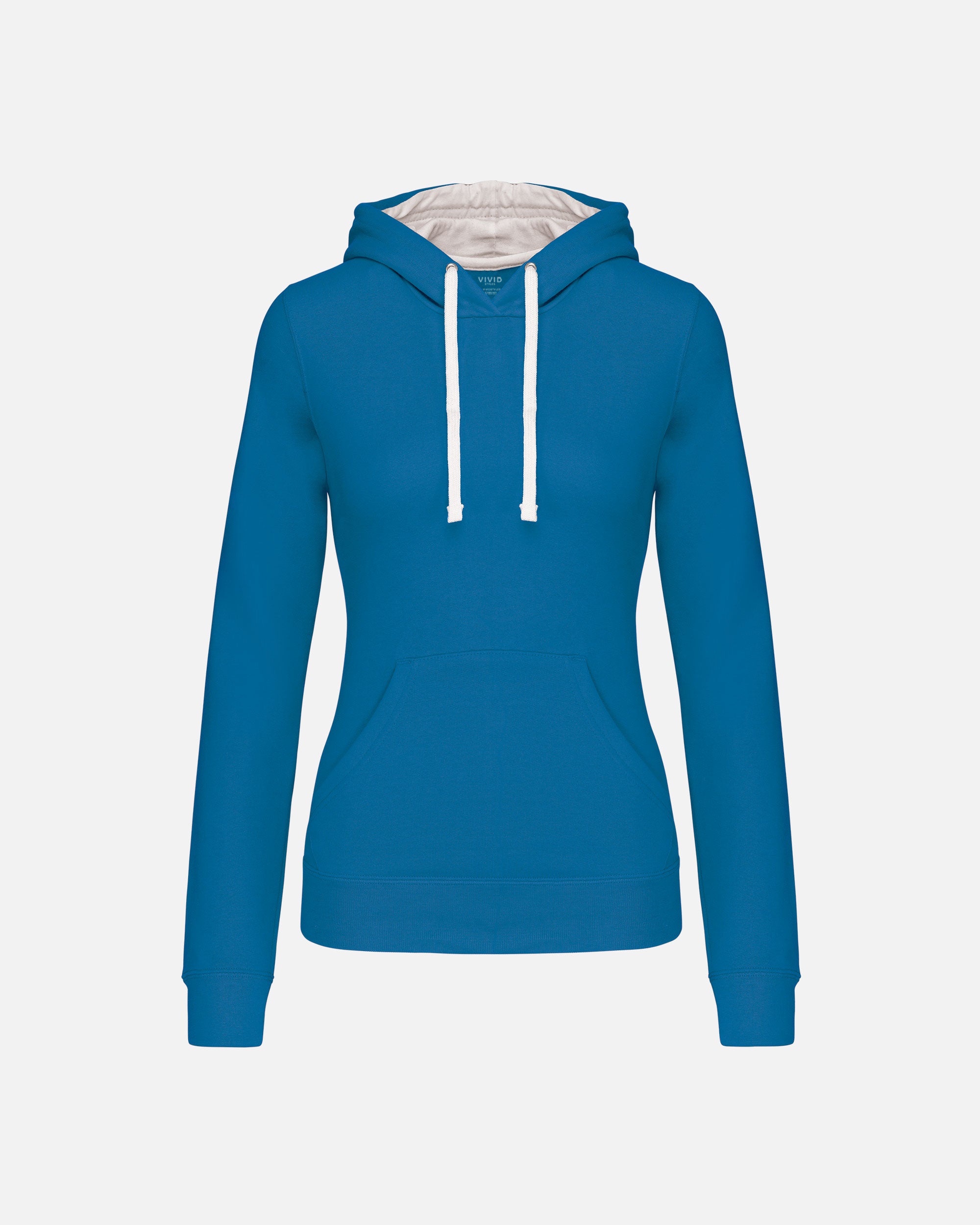 Zweifarbiges Damen Kapuzensweatshirt Tropical Blue-White von VIVID