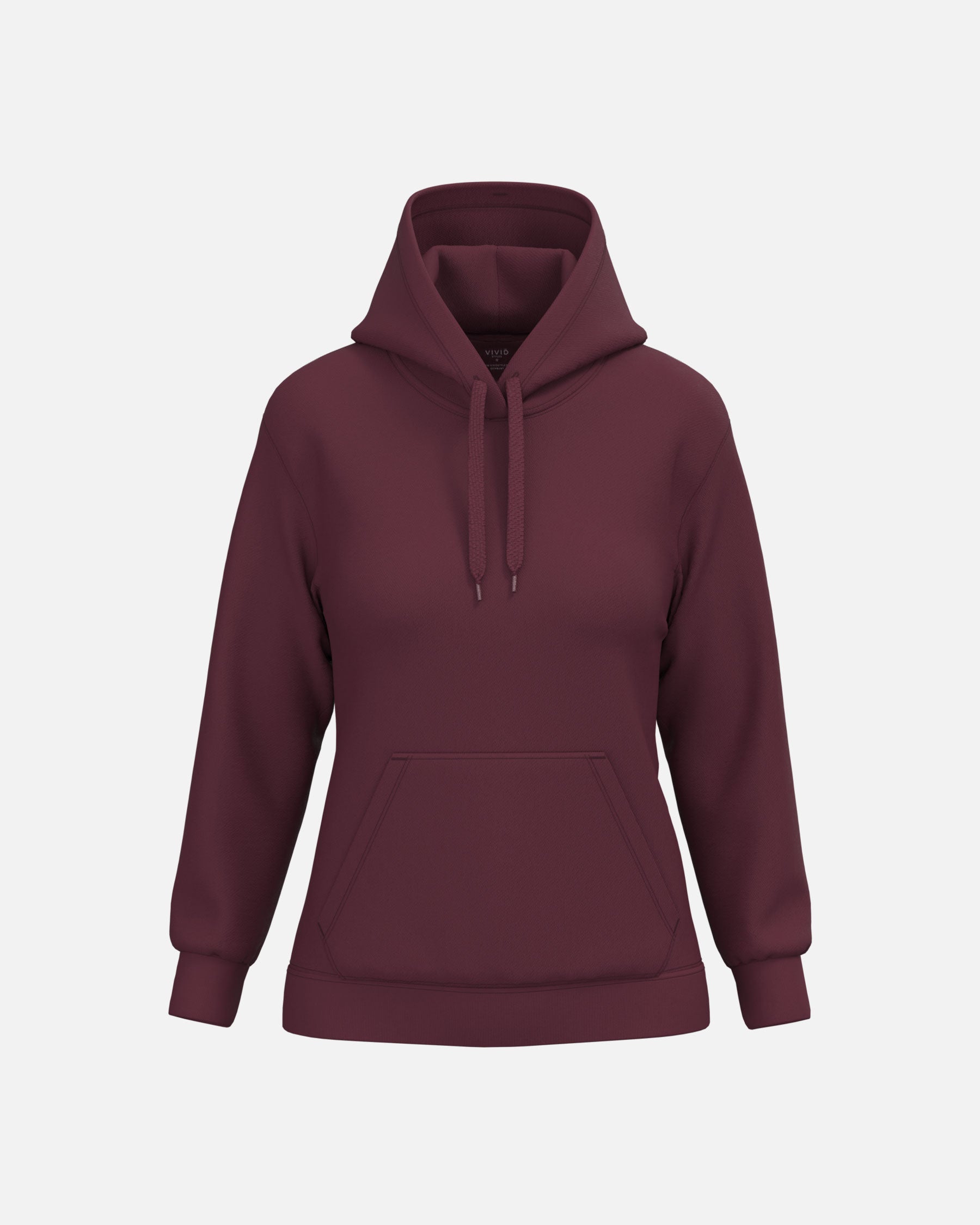 Damen Basic Kapuzensweatshirt Burgundy von VIVID